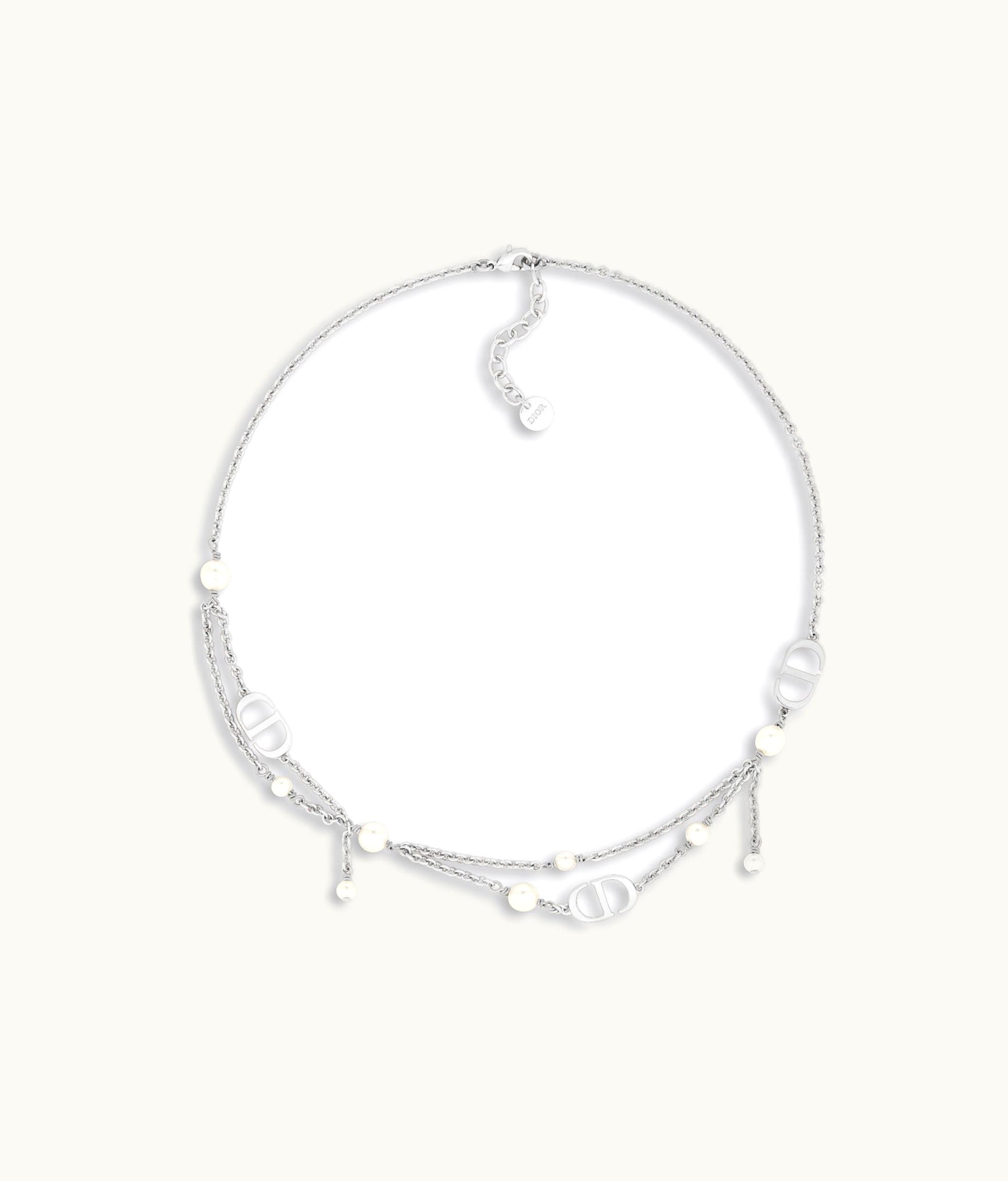 Dior Dior Petit CD Necklace - Silver-Finish Metal With White Resin Pearls
