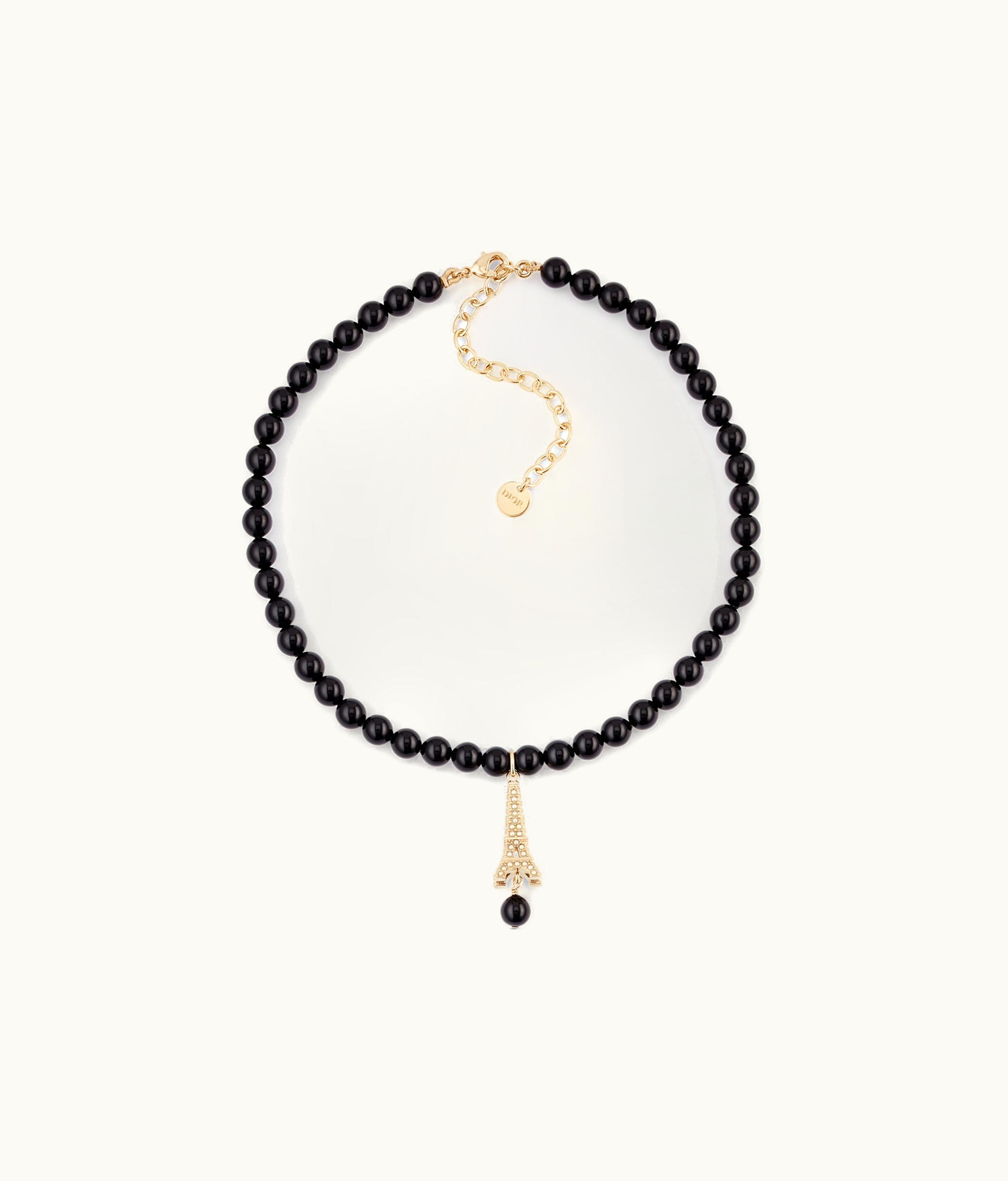 Dior Dior Plan De Paris Choker - Gold-Finish Metal And Black Resin Pearls