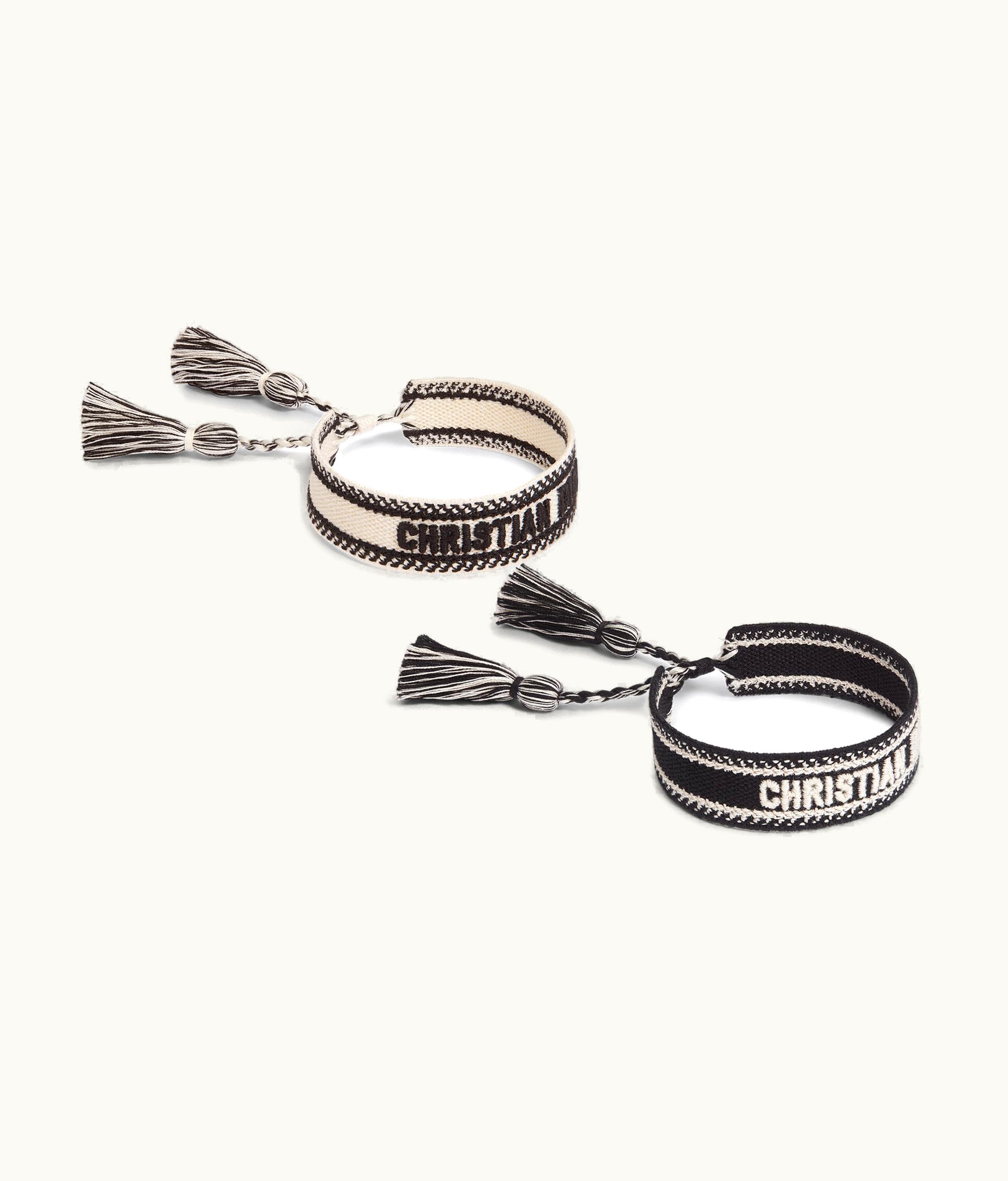 Dior Christian Dior Bracelet Set - Black And Latte Embroidery