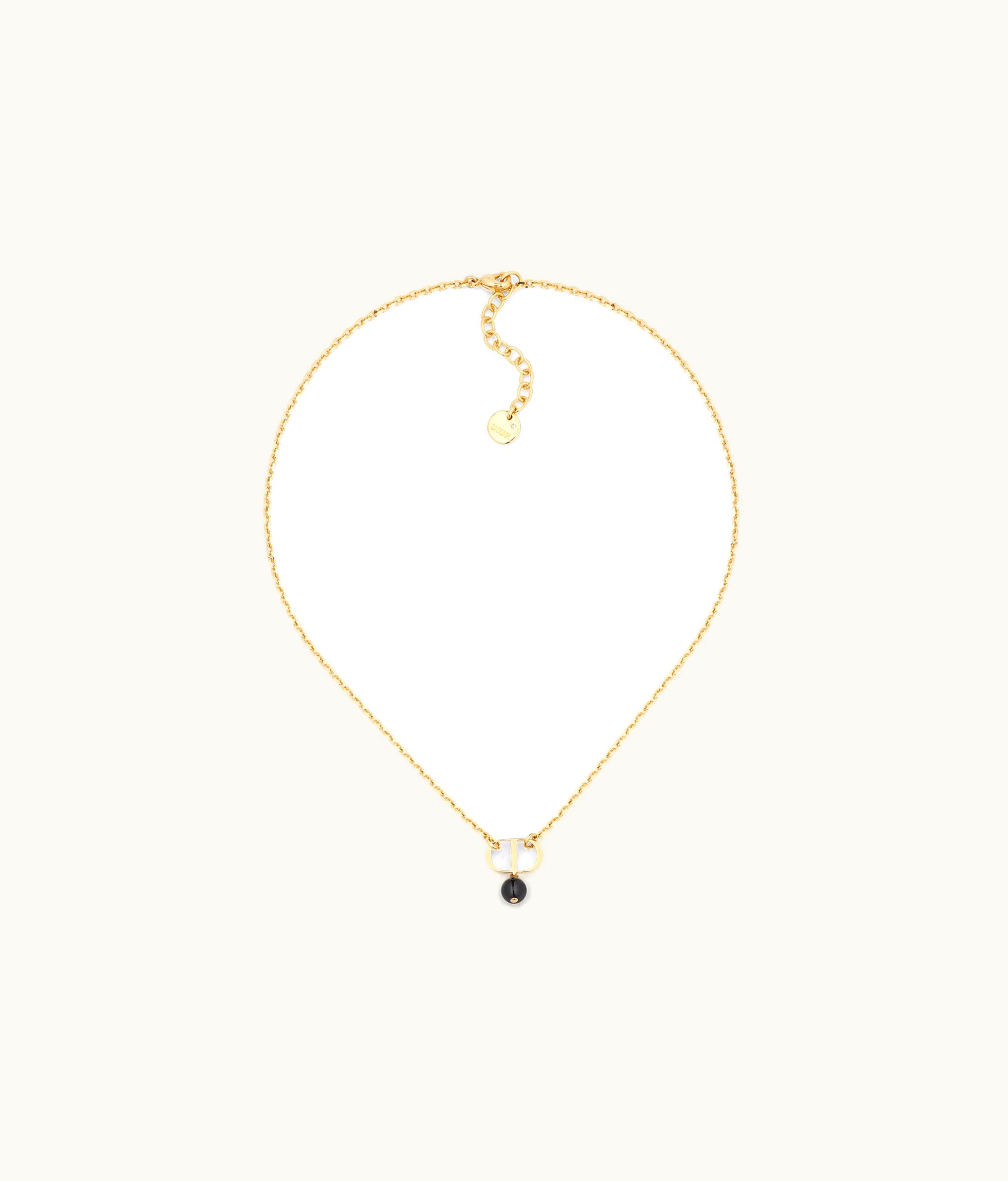 Dior Dior Petit CD Necklace - Gold-Finish Metal And A Black Resin Pearl