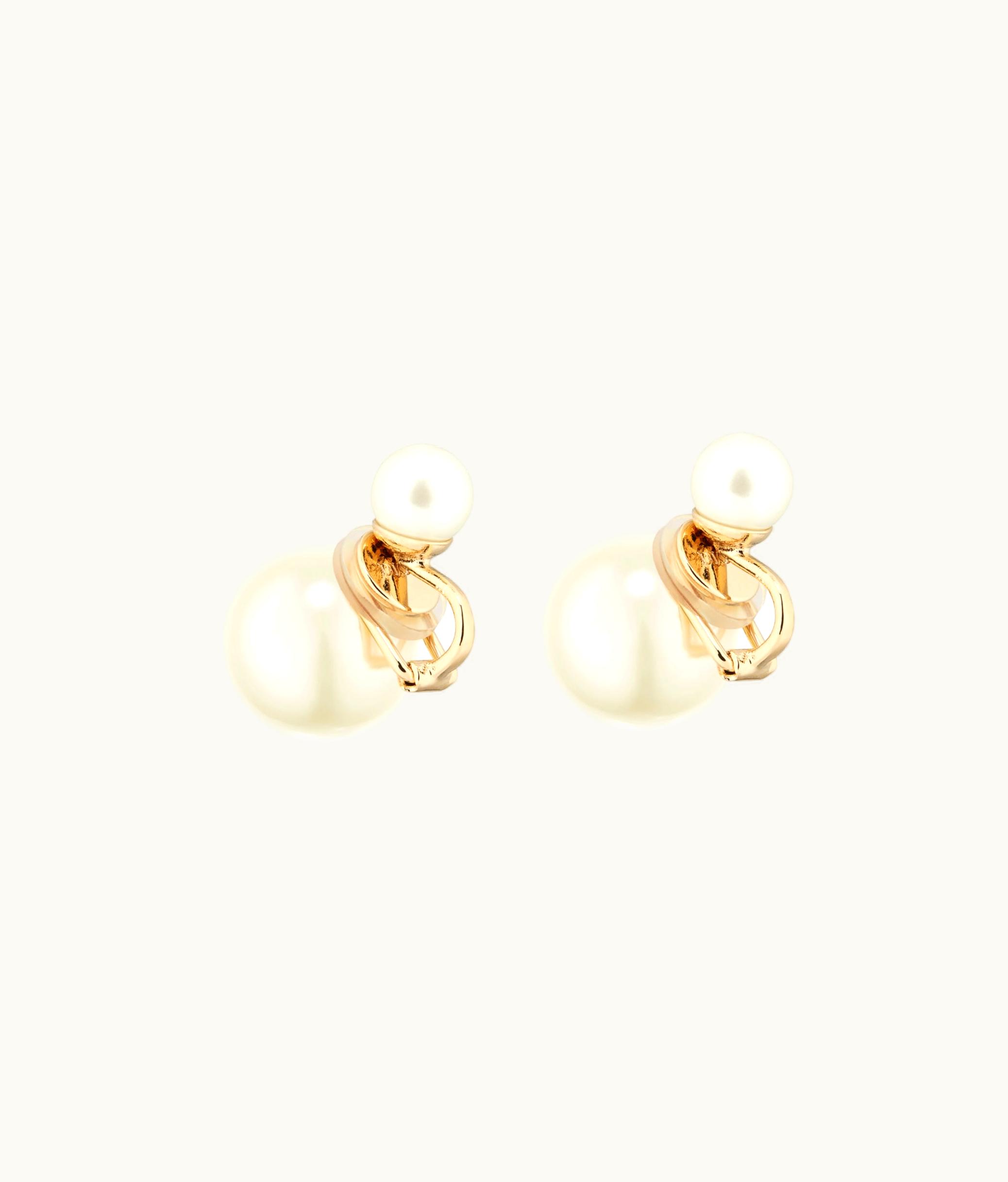Dior Dior Tribales Clip Earrings - Gold-Finish Metal And White Resin Pearls