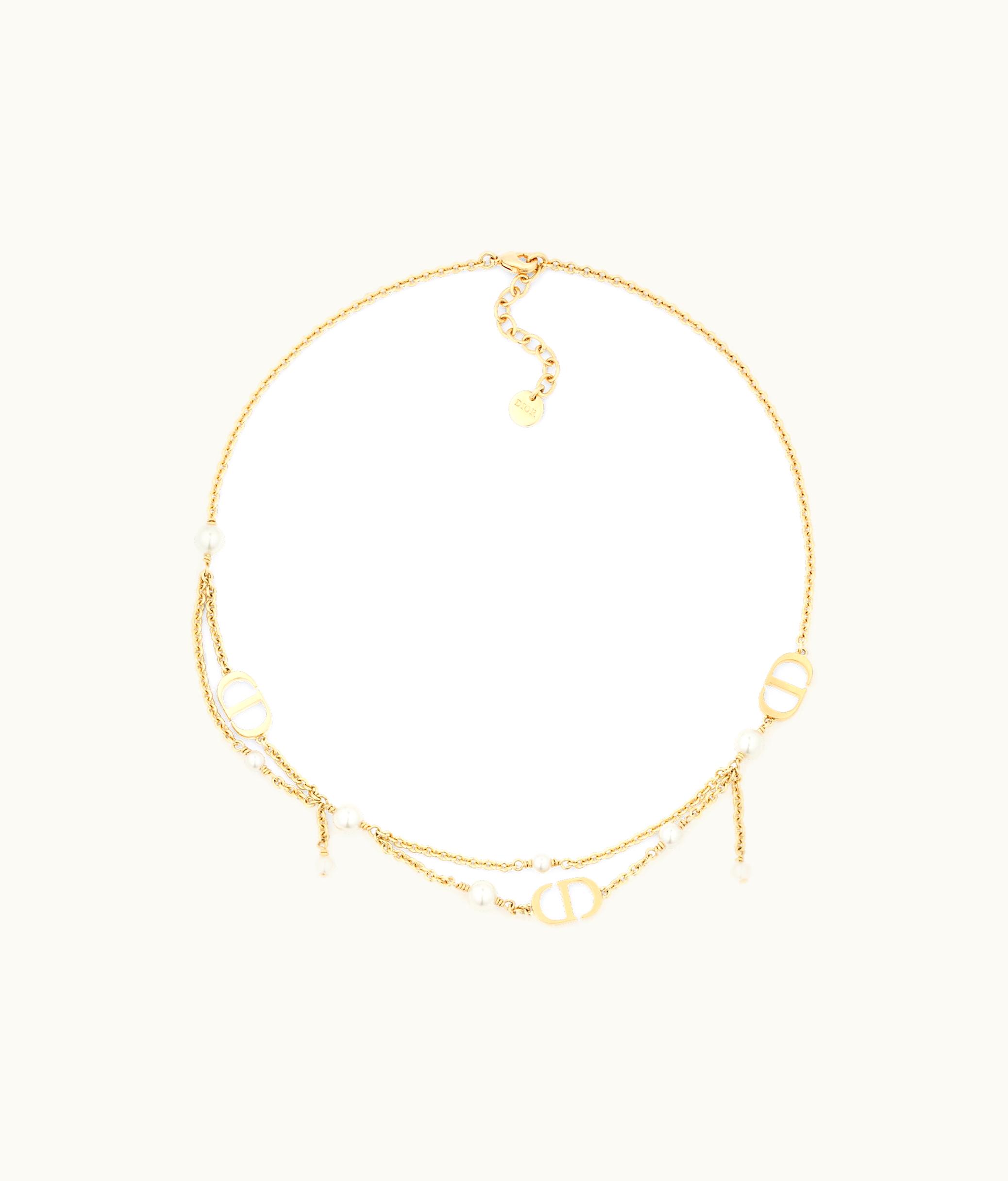 Dior Dior Petit CD Necklace - Gold-Finish Metal And White Resin Pearls