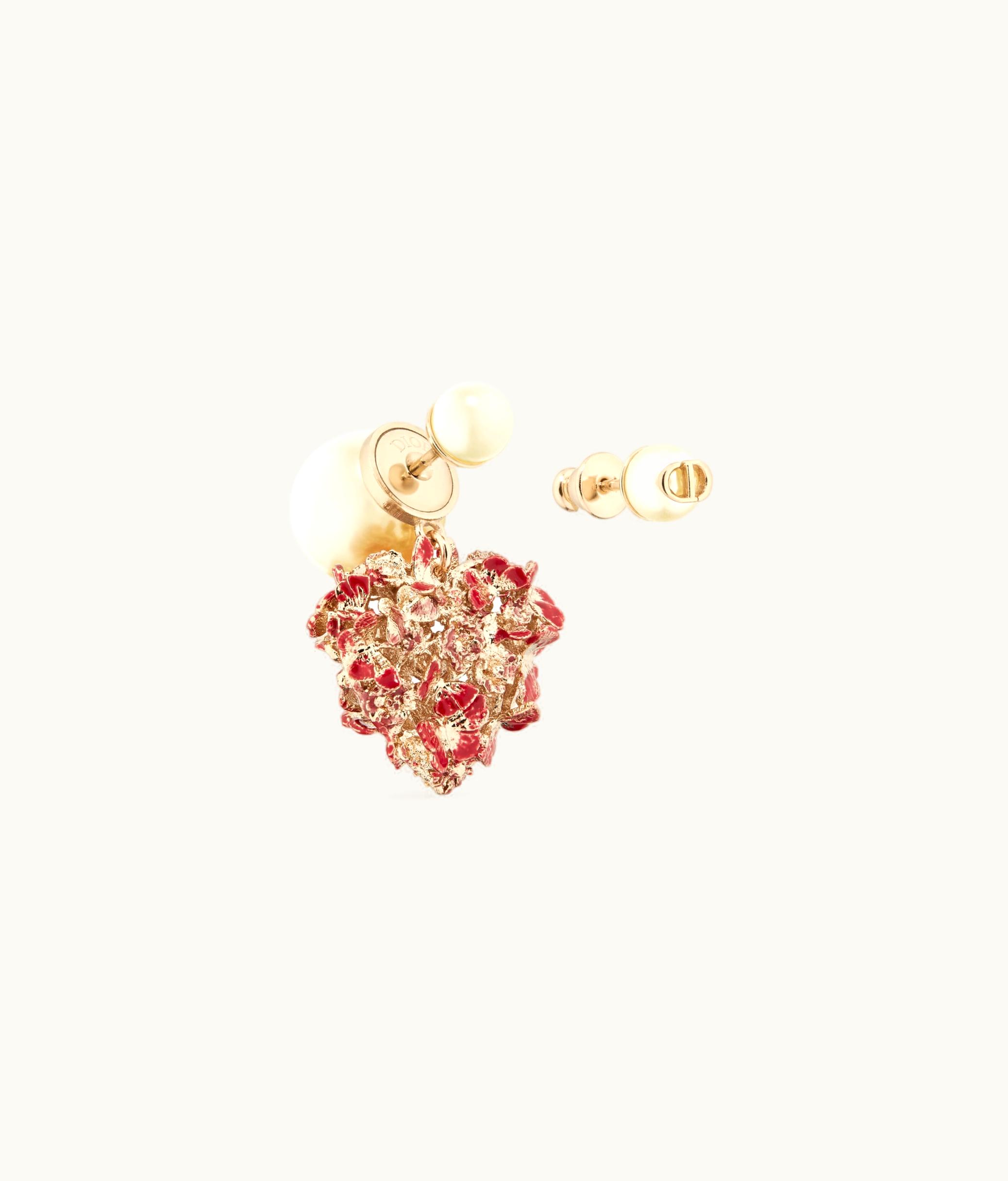 Dior Dior Tribales Earrings - Gold-Finish Metal With White Resin Pearls And Red Lacquer
