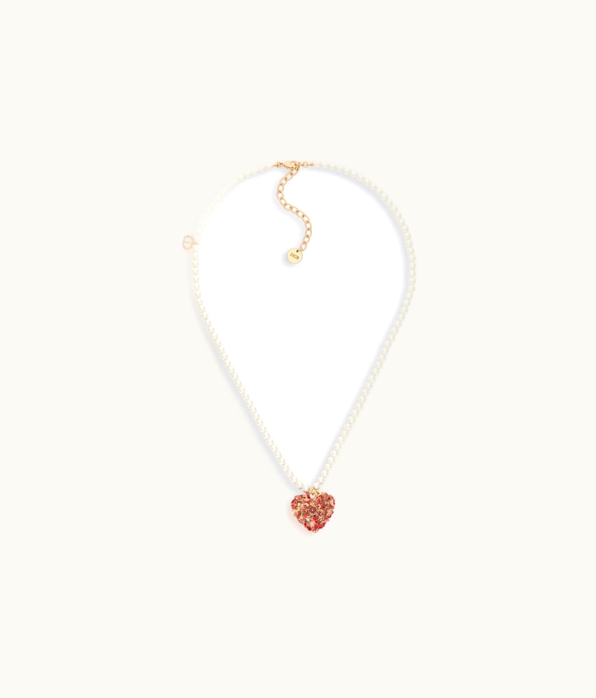 Dior Dior Le Cœur Des Papillons Necklace - Gold-Finish Metal With White Resin Pearls And Red Lacquer