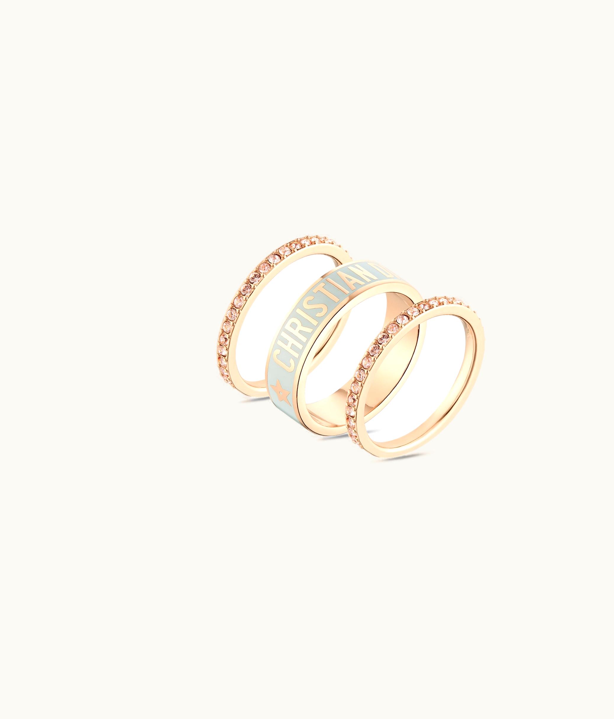 Dior Dior Code Ring Set - Pink-Finish Metal, Pink Crystals And Placid Blue Lacquer