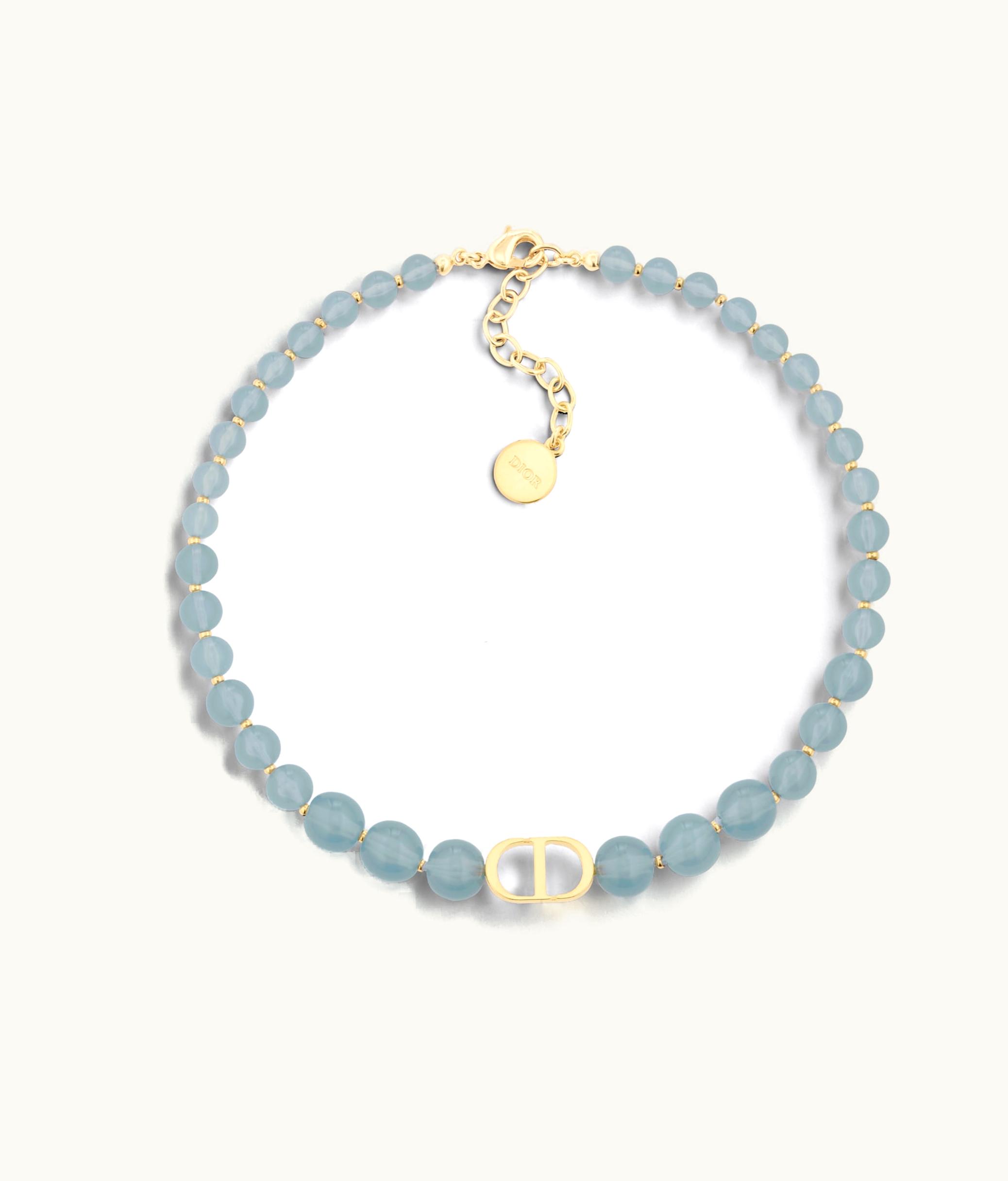 Dior Dior 30 Montaigne Choker - Gold-Finish Metal And Sky Blue Resin Pearls
