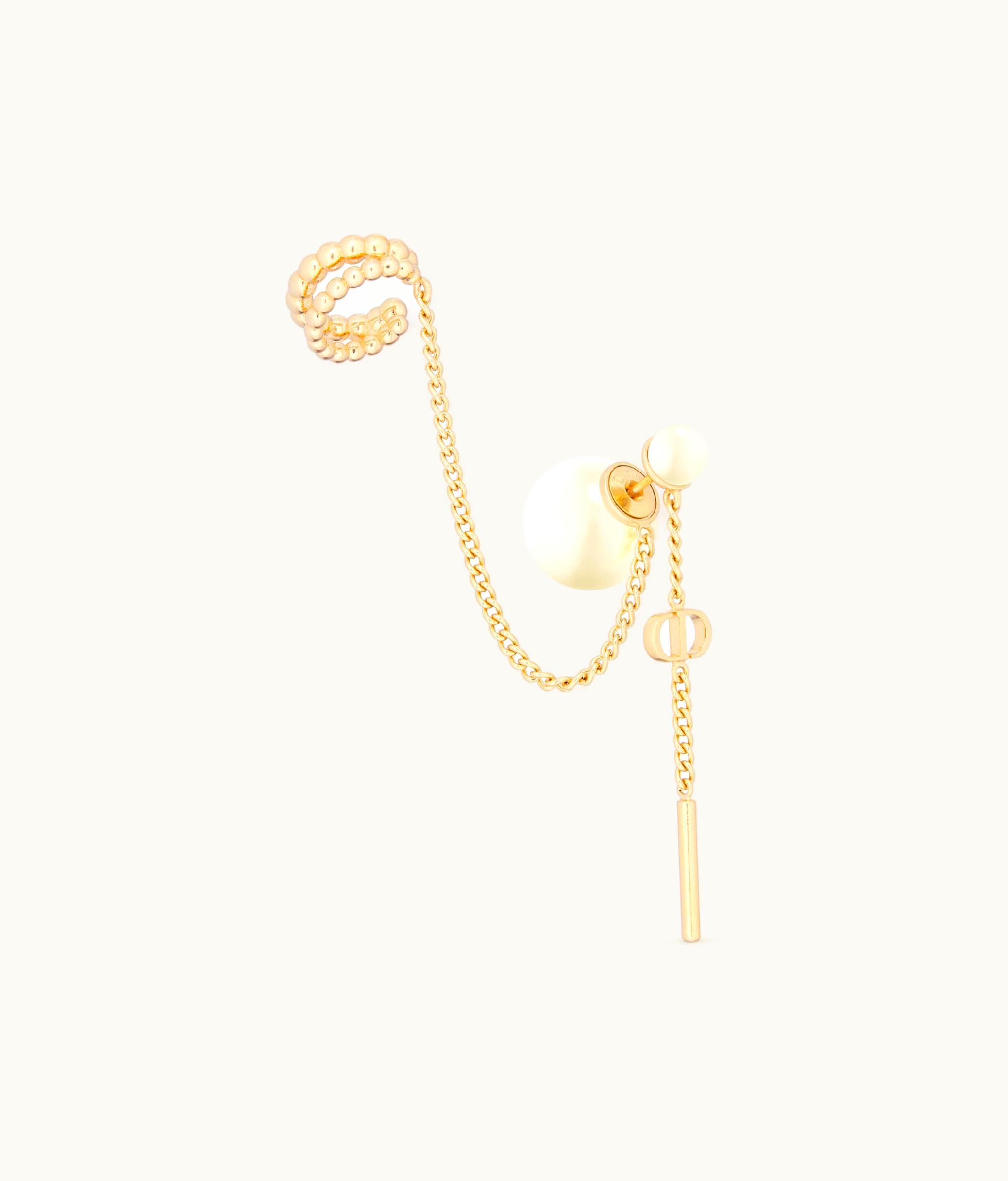 Dior Dior Tribales Earring - Gold-Finish Metal And White Resin Pearls