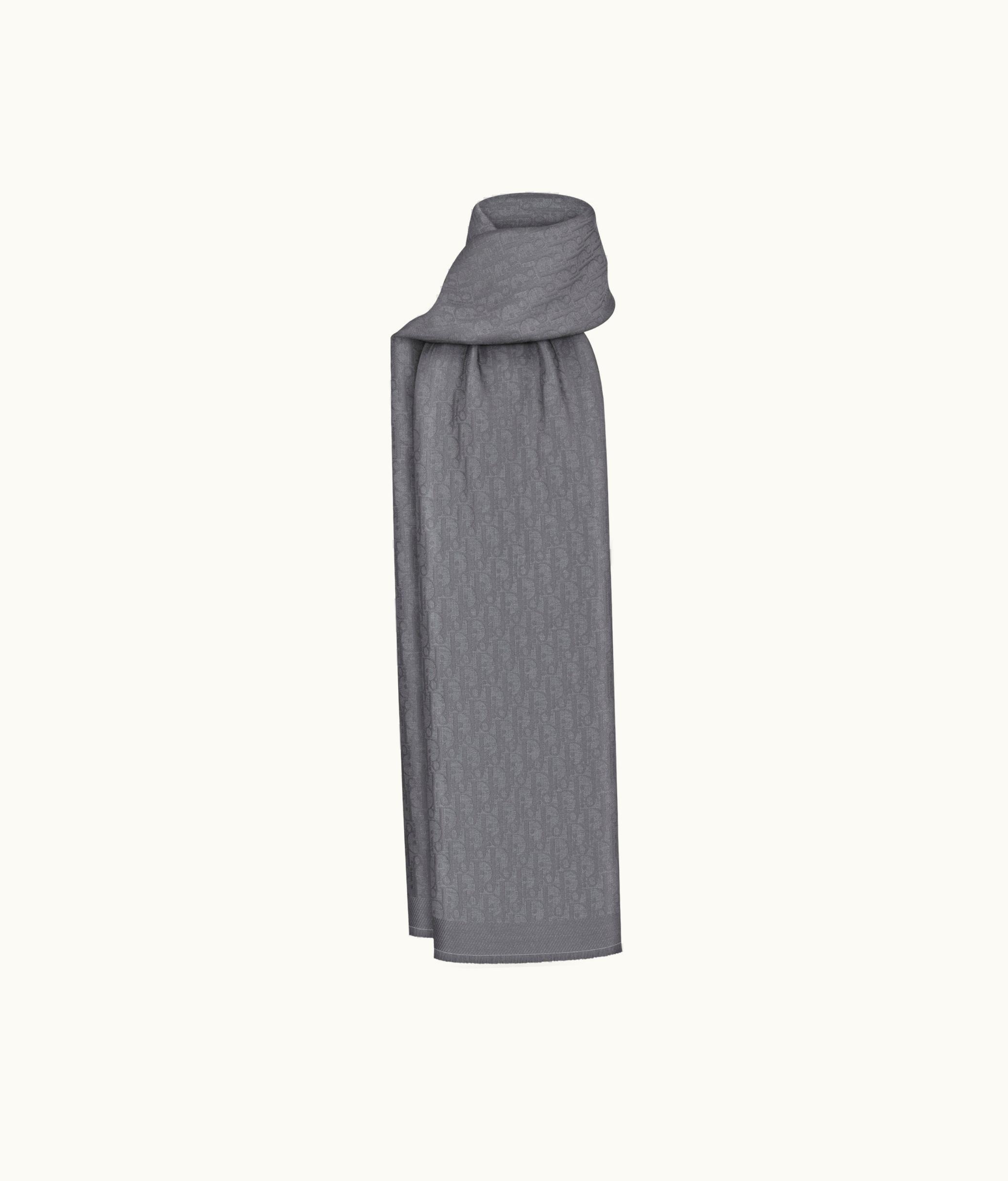 Dior Dior Oblique Stole - Gray Wool And Silk Blend