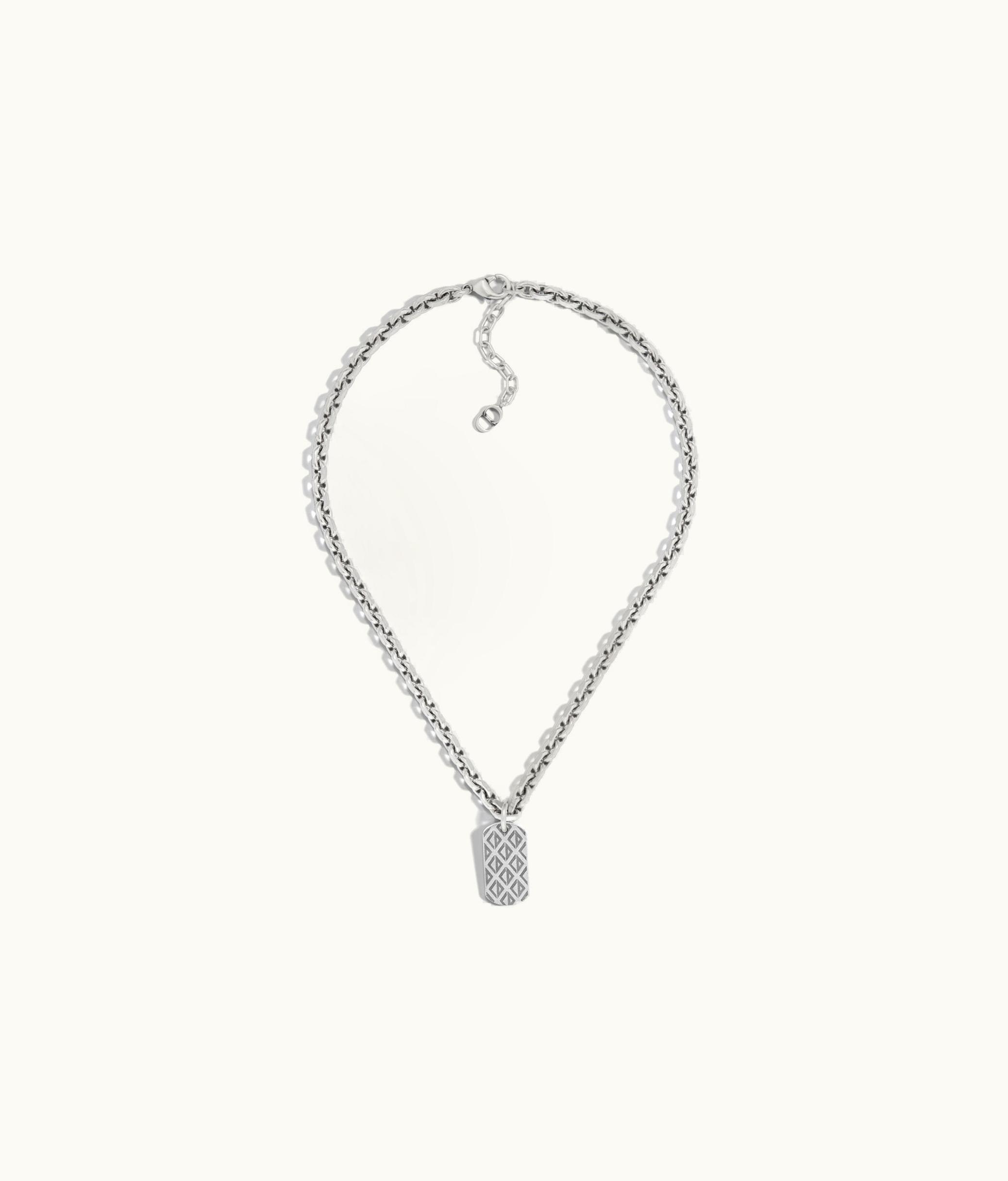 Dior Dior CD Diamond Plate Pendant Necklace - Antique Silver-Finish Brass