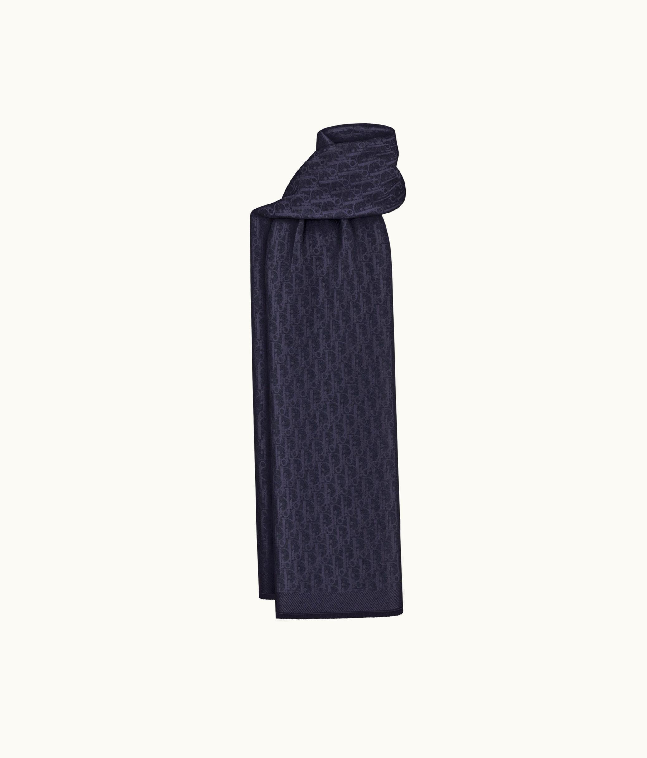 Dior Dior Oblique Stole - Navy Blue Wool And Silk Blend