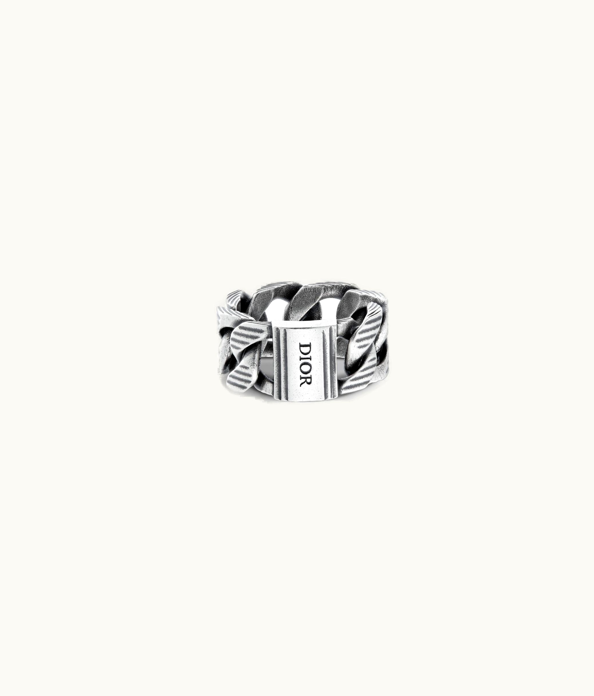 Dior Dior CD Diamond Chain Link Ring - Antique-Finish Silver