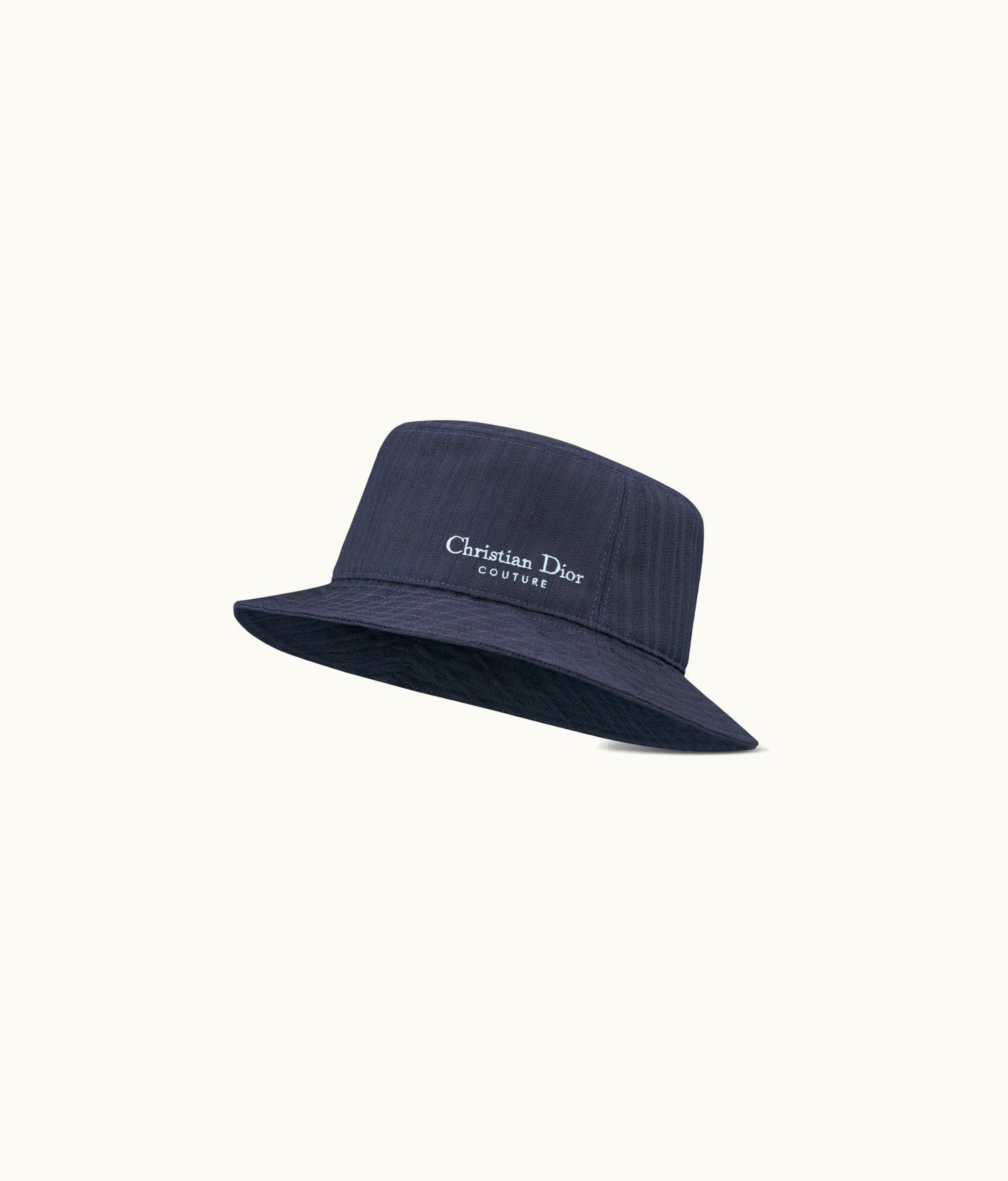 Dior Christian Dior Couture Bucket Hat - Navy Blue Textured Virgin Wool