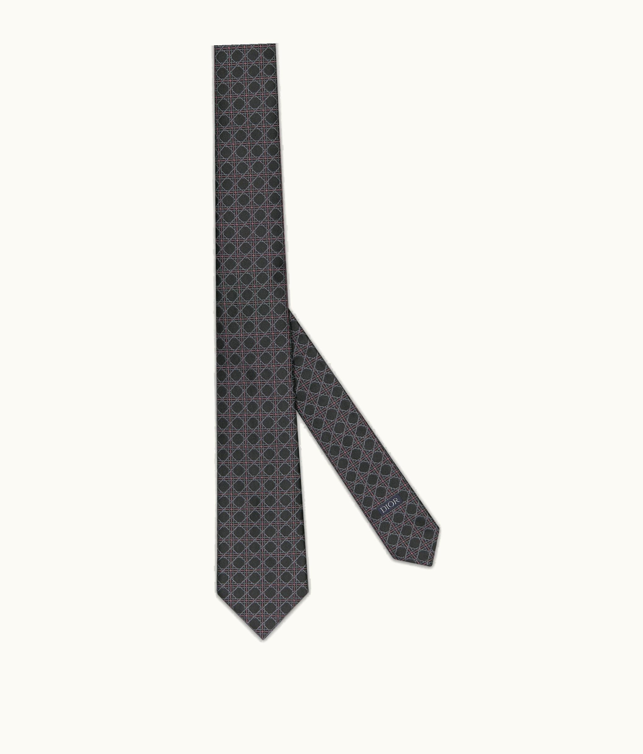 Dior Dior Cannage Tie - Black, Blue And Pink Silk