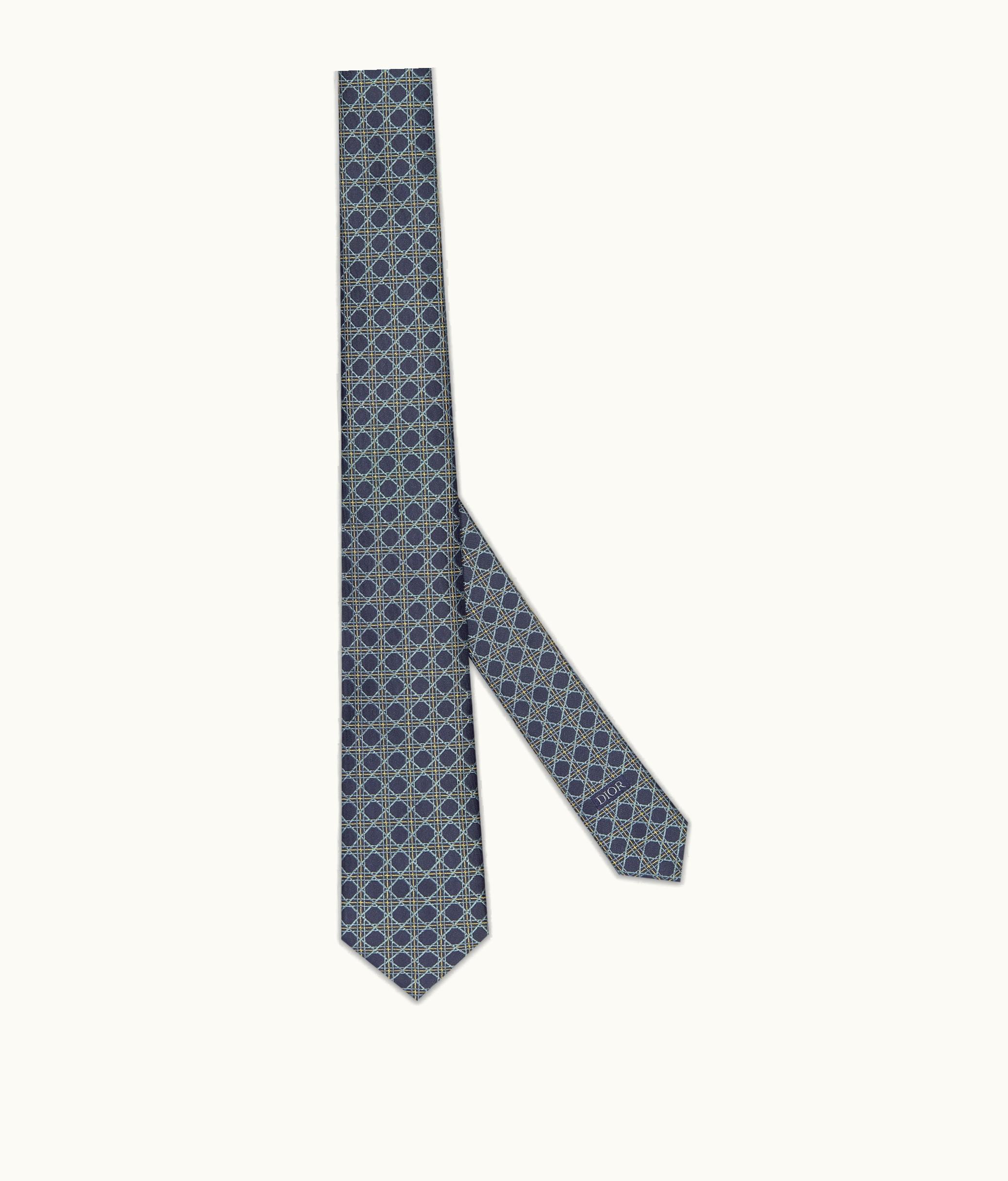Dior Dior Cannage Tie - Navy Blue, Blue And Yellow Silk
