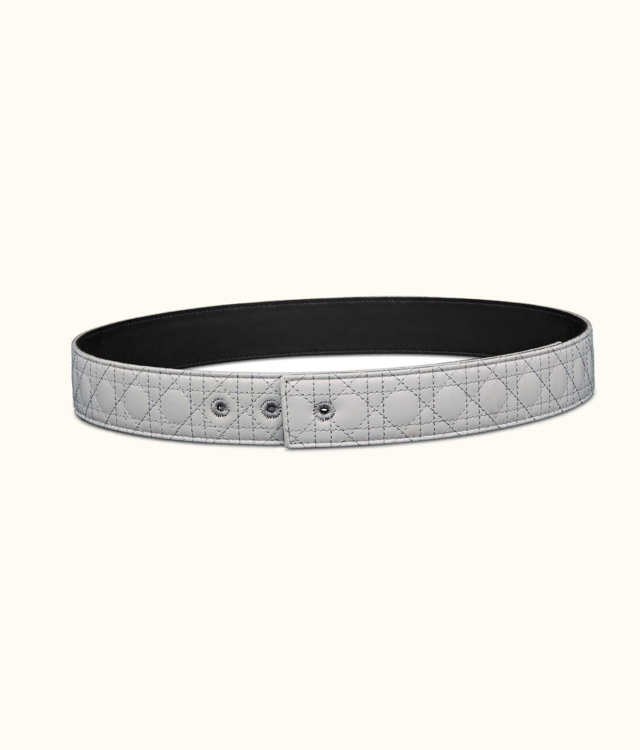 Dior Reversible Belt Strap - Dior Gray Cannage Kumo Leather And Black Smooth Calfskin, 35 MM