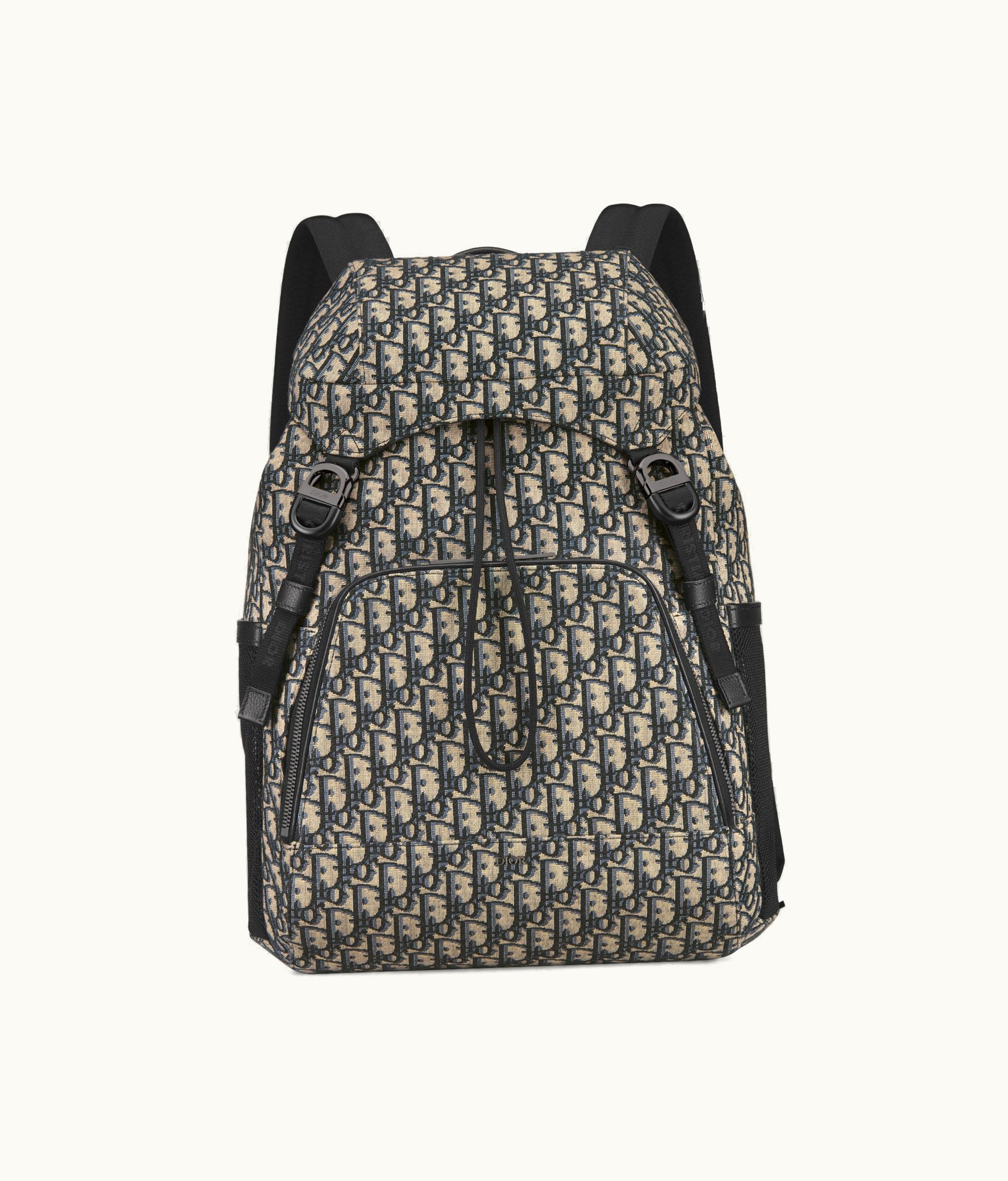 Dior Dior 8 Backpack With Flap - Beige And Black Dior Oblique Jacquard