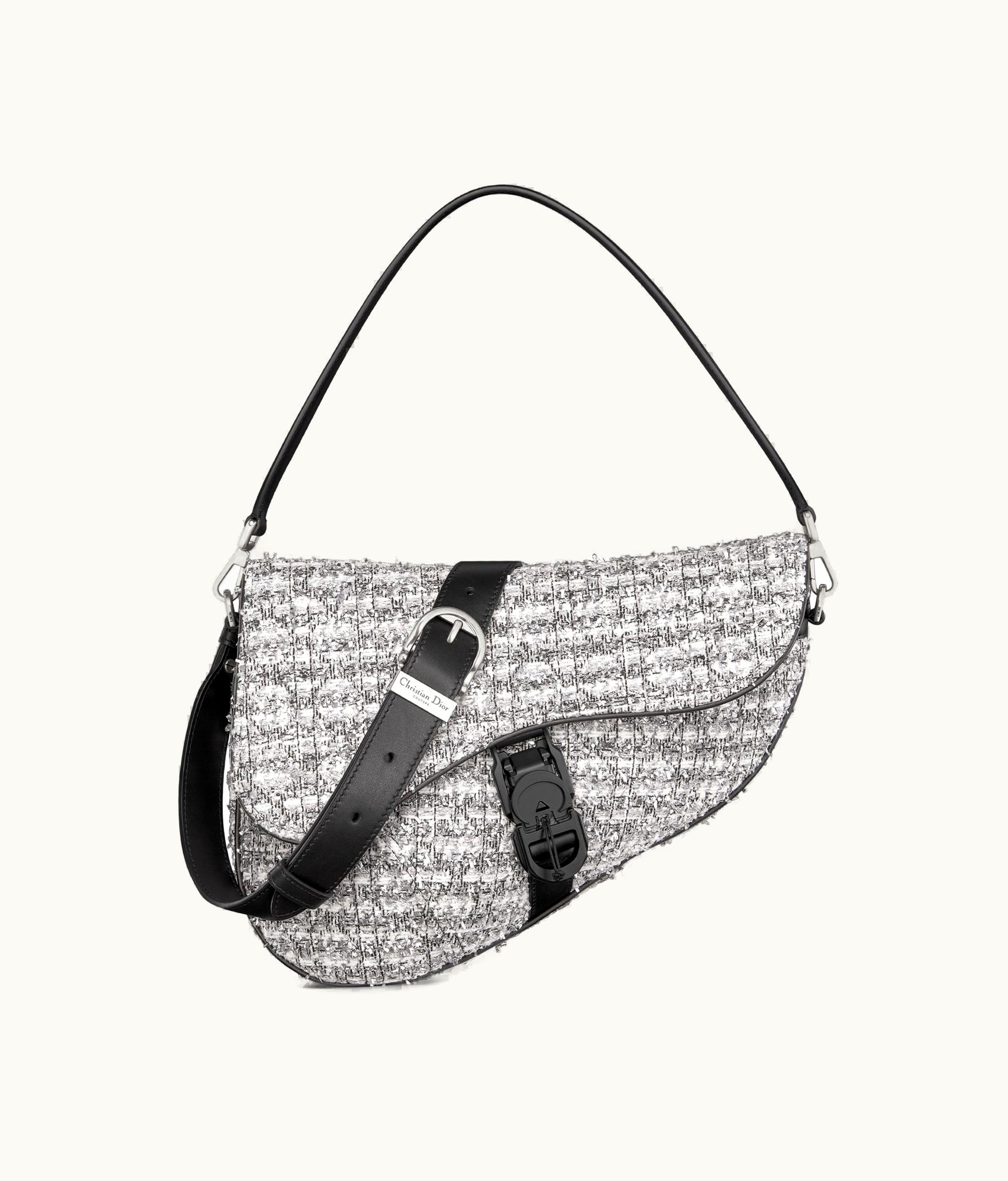 Dior Dior Saddle Twin Bag - Silver-Tone Cannage Tweed