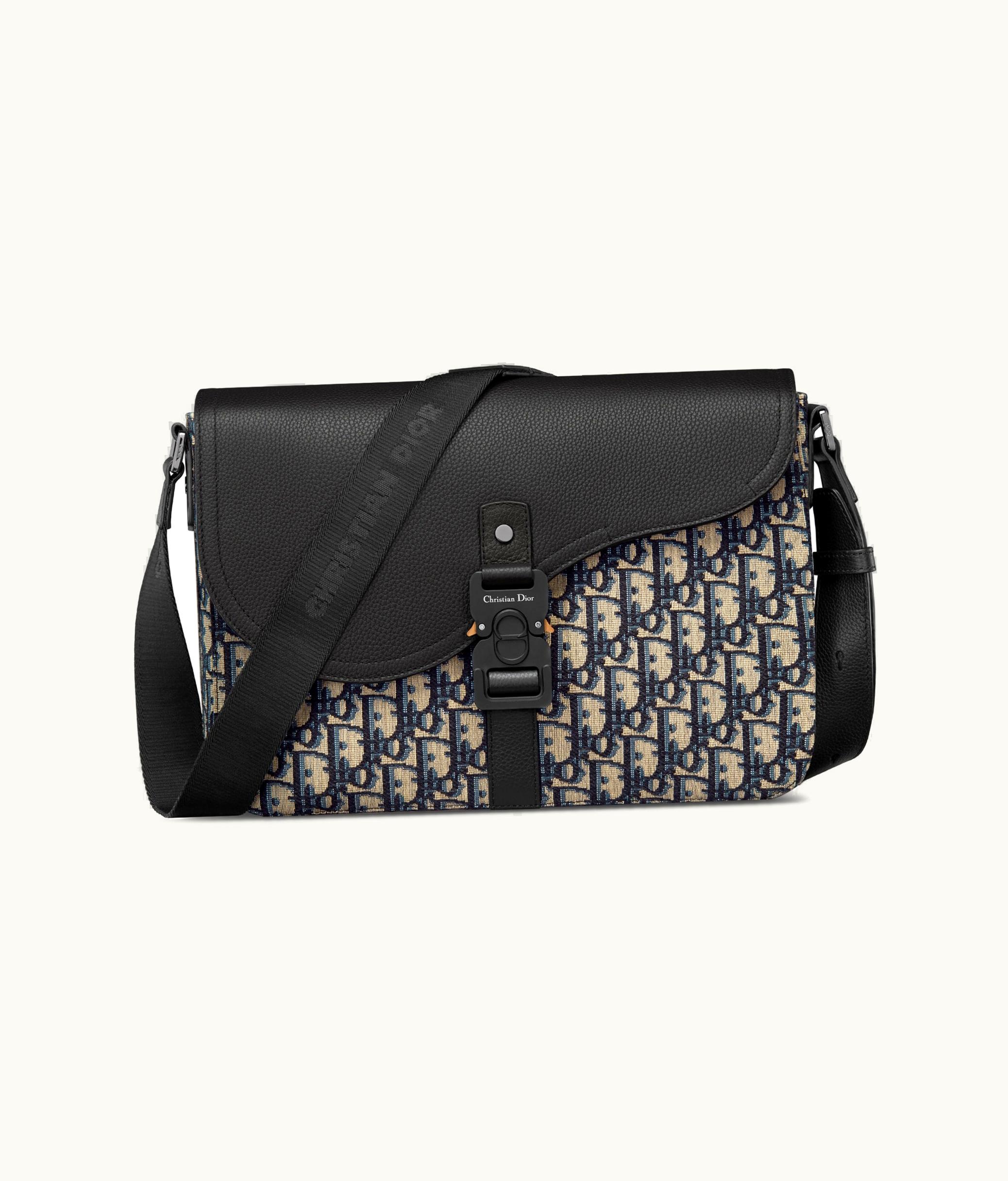 Dior Saddle Messenger Bag - Beige And Black Dior Oblique Jacquard And Black Grained Calfskin