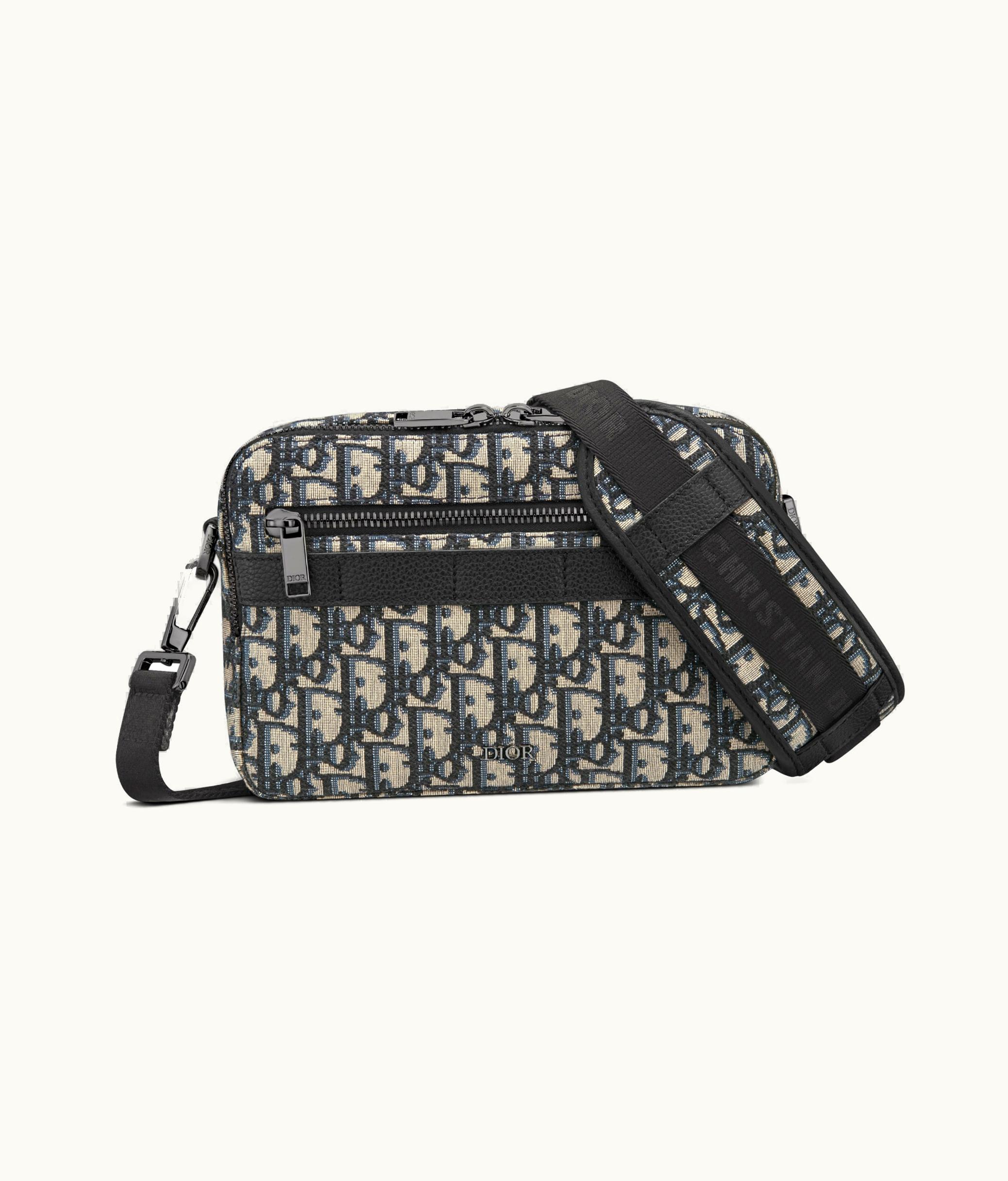 Dior Safari Bag With Strap - Beige And Black Dior Oblique Jacquard