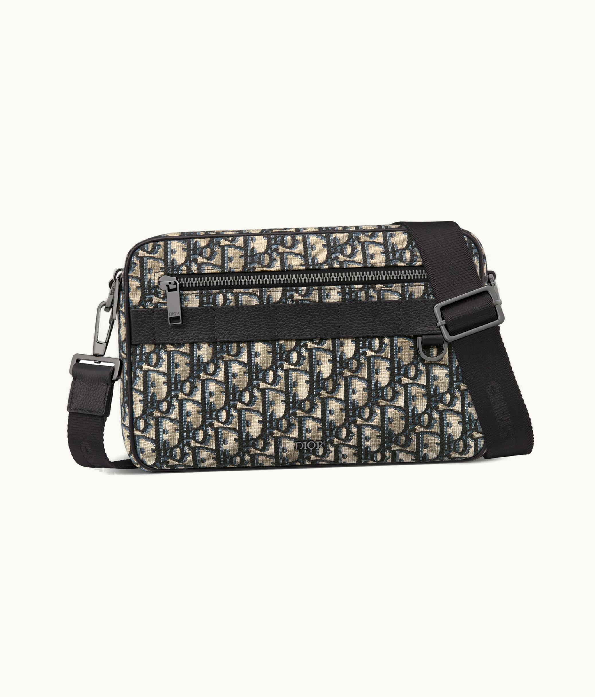 Dior Maxi Safari Bag With Strap - Beige And Black Dior Oblique Jacquard