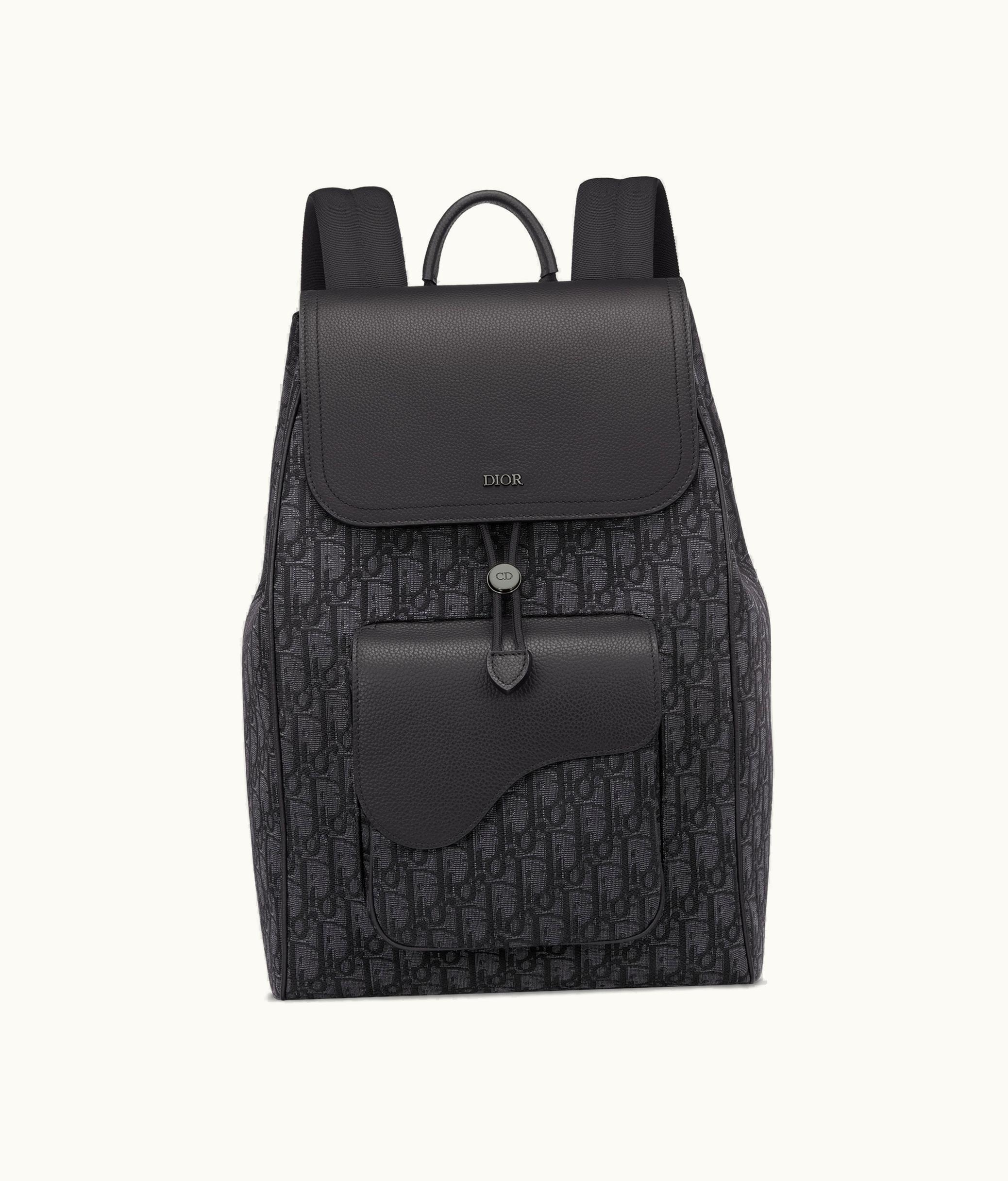 Dior Saddle Backpack - Black Dior Oblique Jacquard And Grained Calfskin
