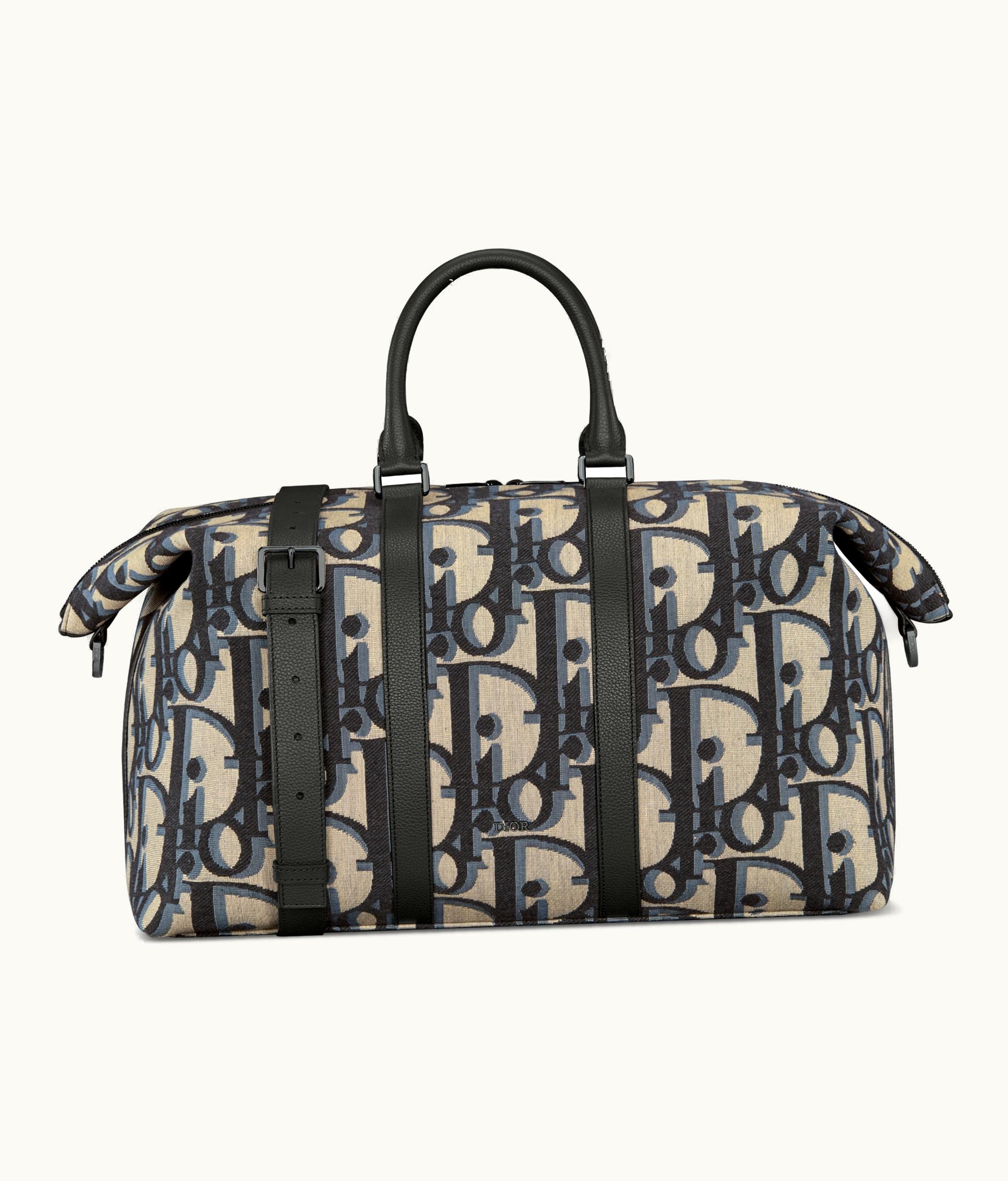 Dior Weekender 50 Bag - Beige And Black Maxi Dior Oblique Jacquard