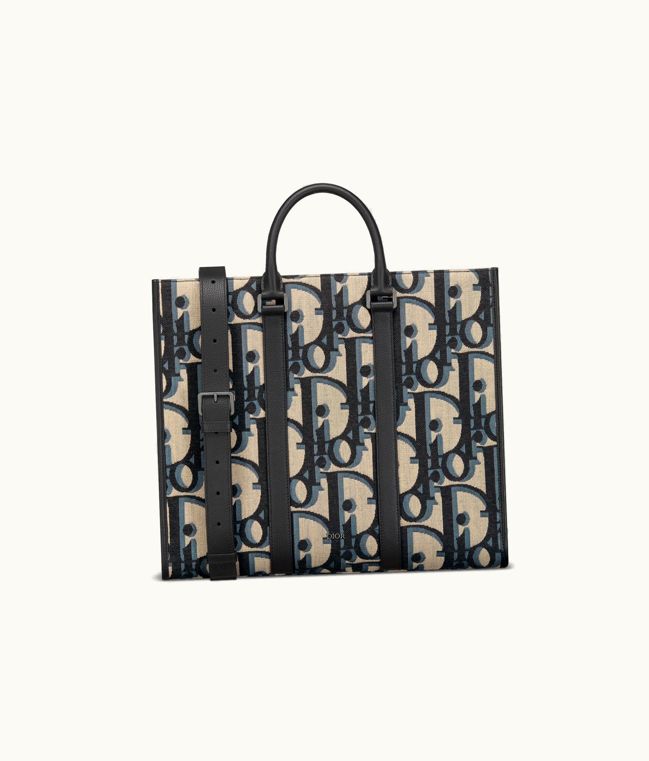 Dior East-West Tote Bag - Beige And Black Maxi Dior Oblique Jacquard