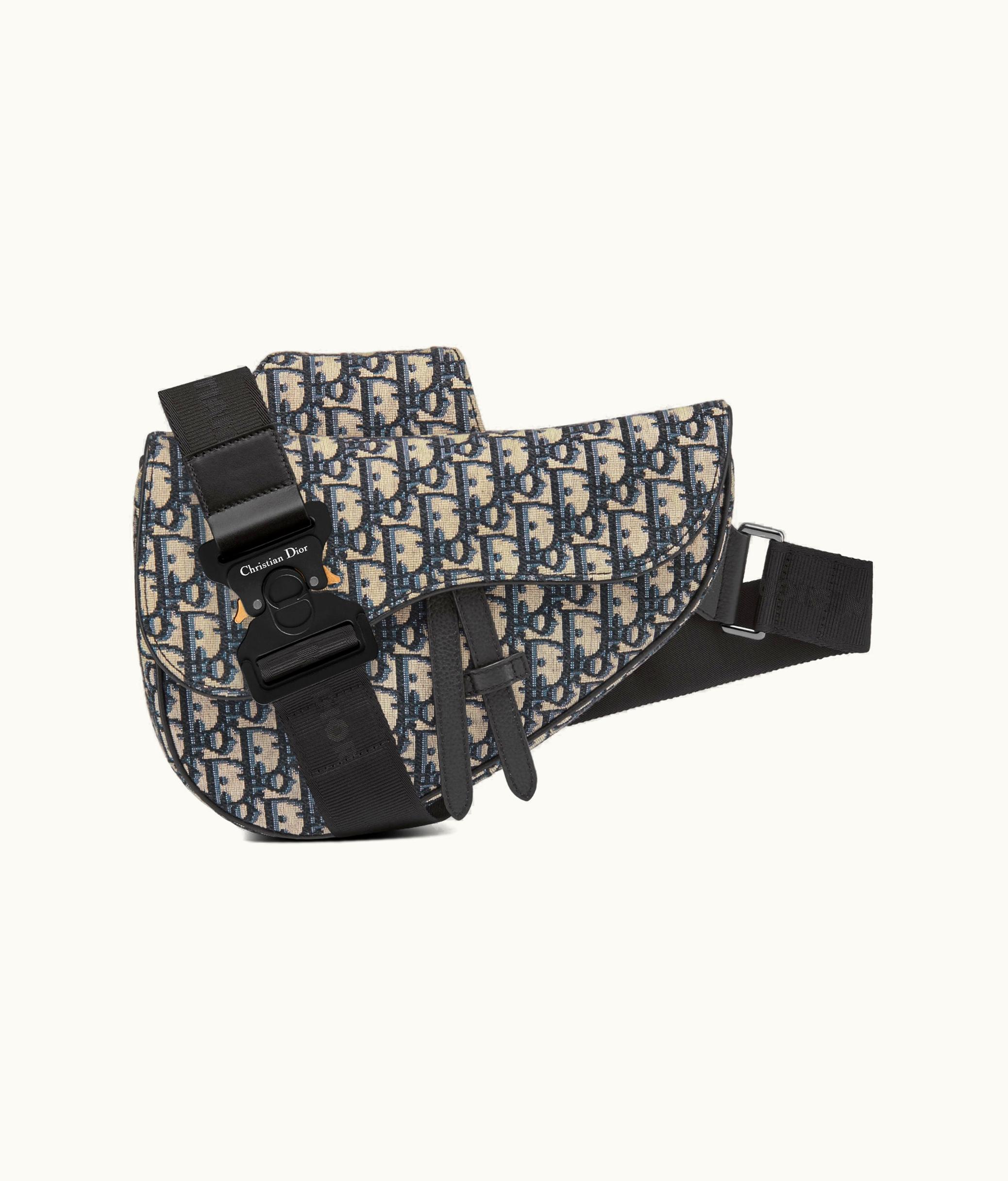 Dior Saddle Bag - Beige And Black Dior Oblique Jacquard