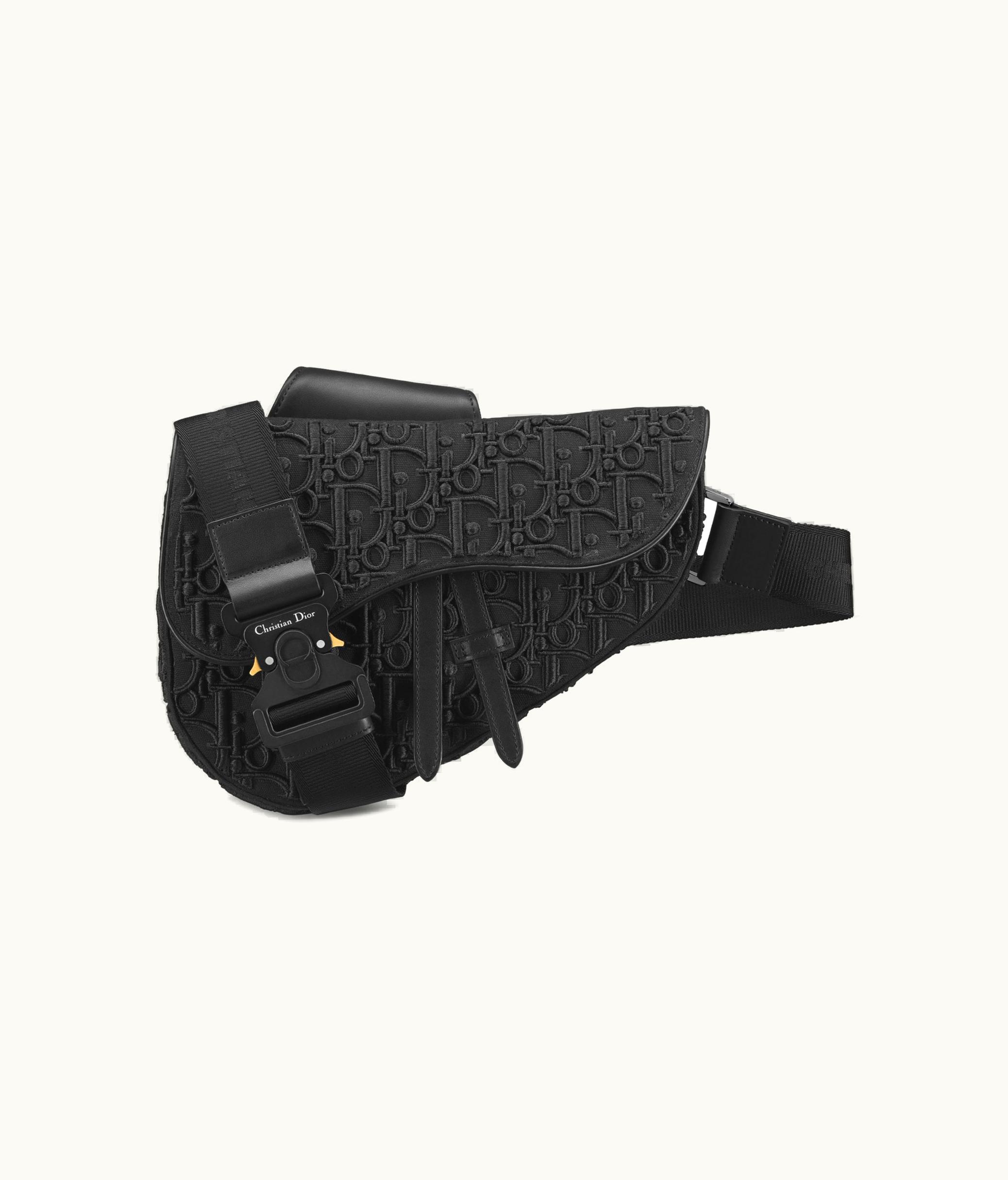 Dior Saddle Bag - Black Dior Oblique Canvas With Raised Embroidery