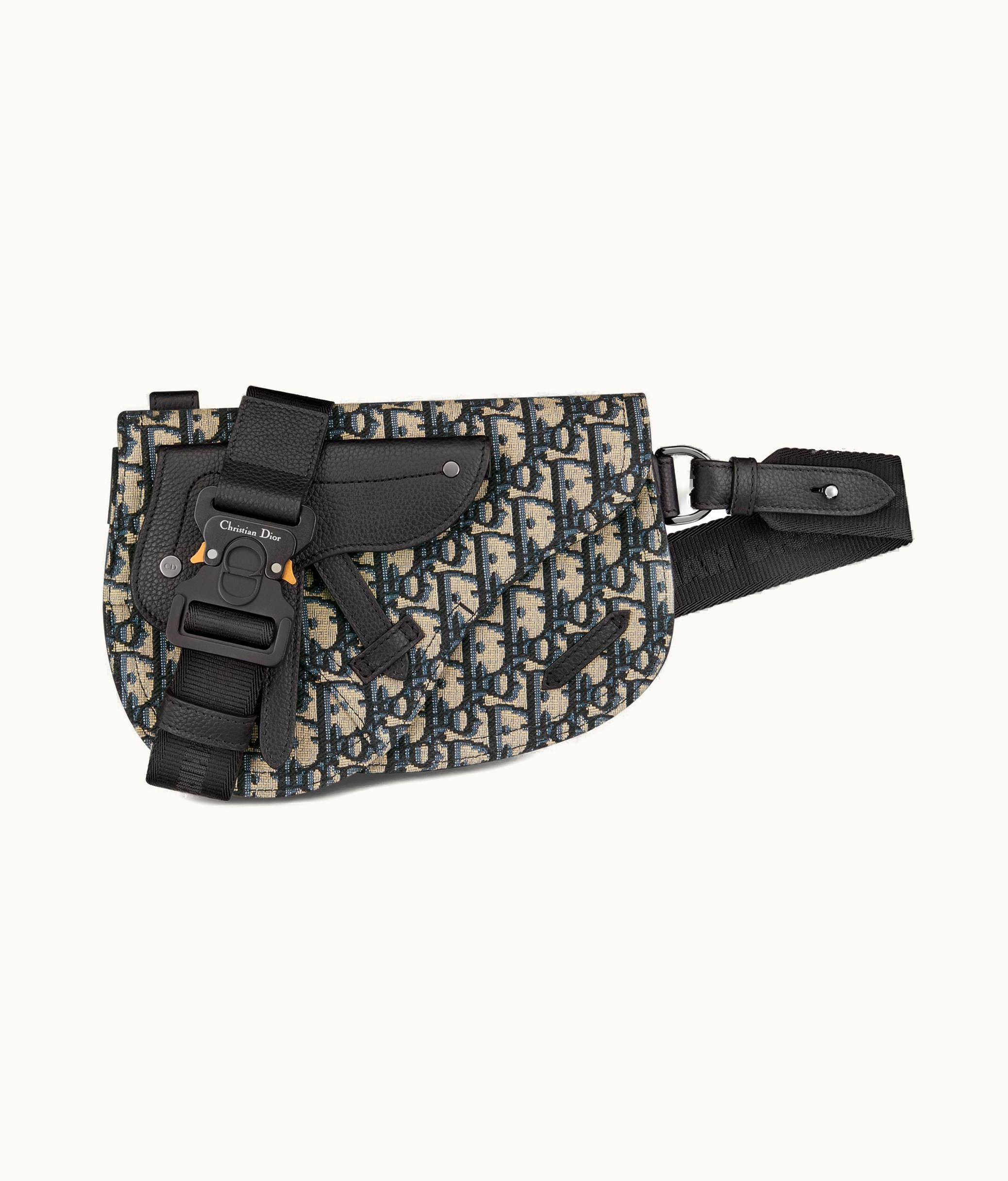 Dior Saddle Pouch - Beige And Black Dior Oblique Jacquard