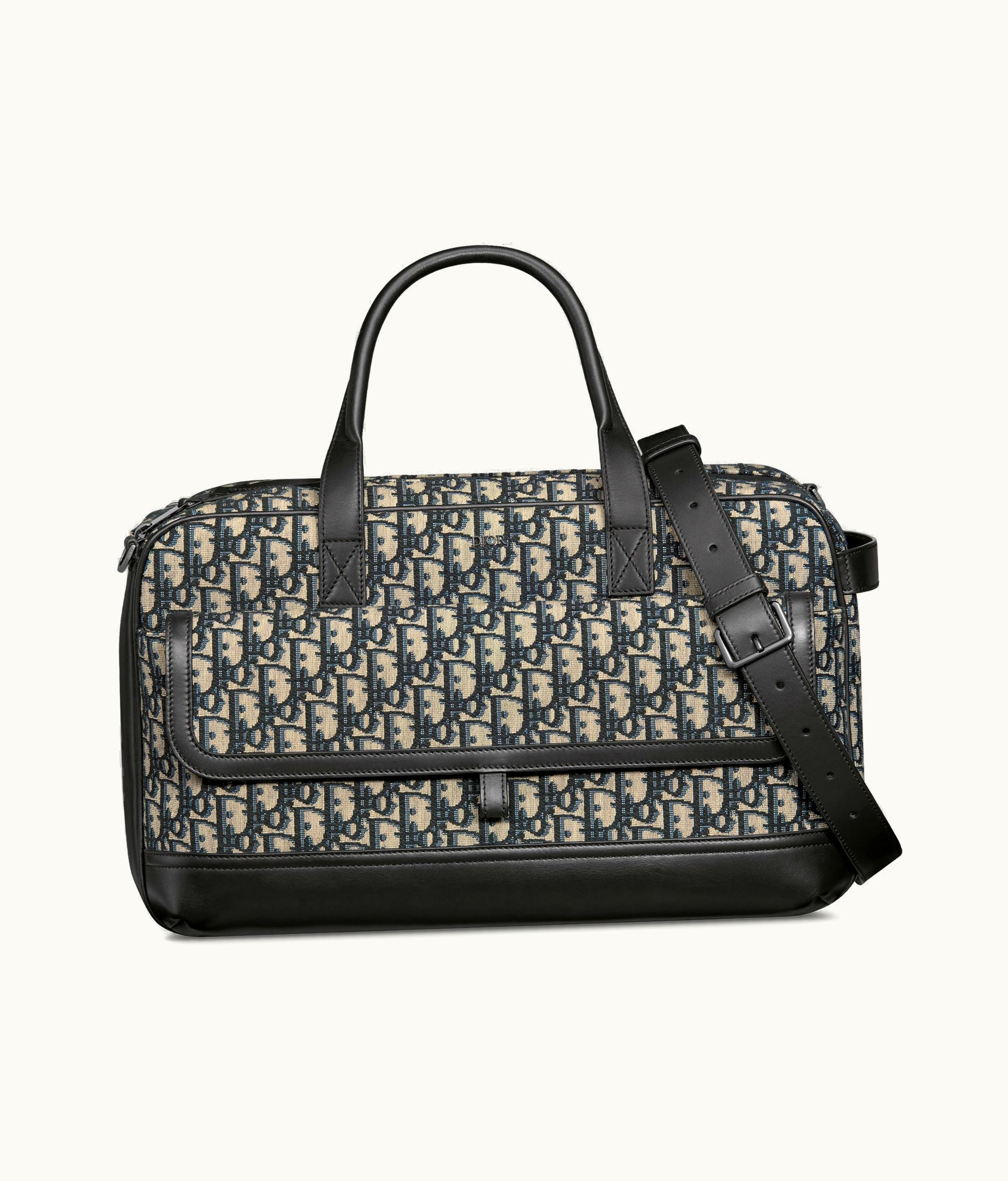 Dior Dior Hit The Road Pet Carrier Bag - Beige And Black Dior Oblique Jacquard And Black Smooth Calfskin