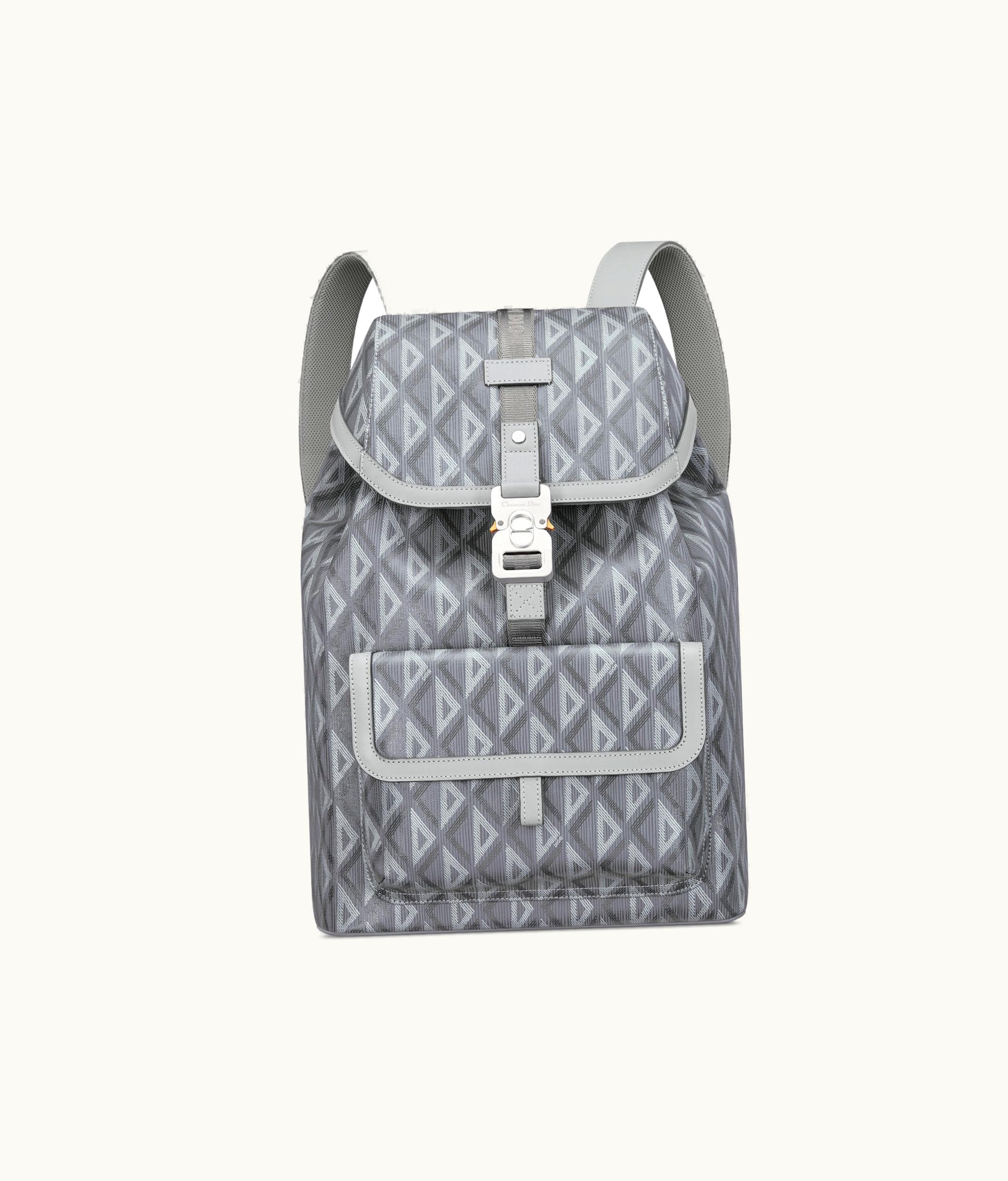 Dior Sac À Dos Dior Hit The Road Toile CD Diamond Et Cuir De Veau Lisse Gris Dior