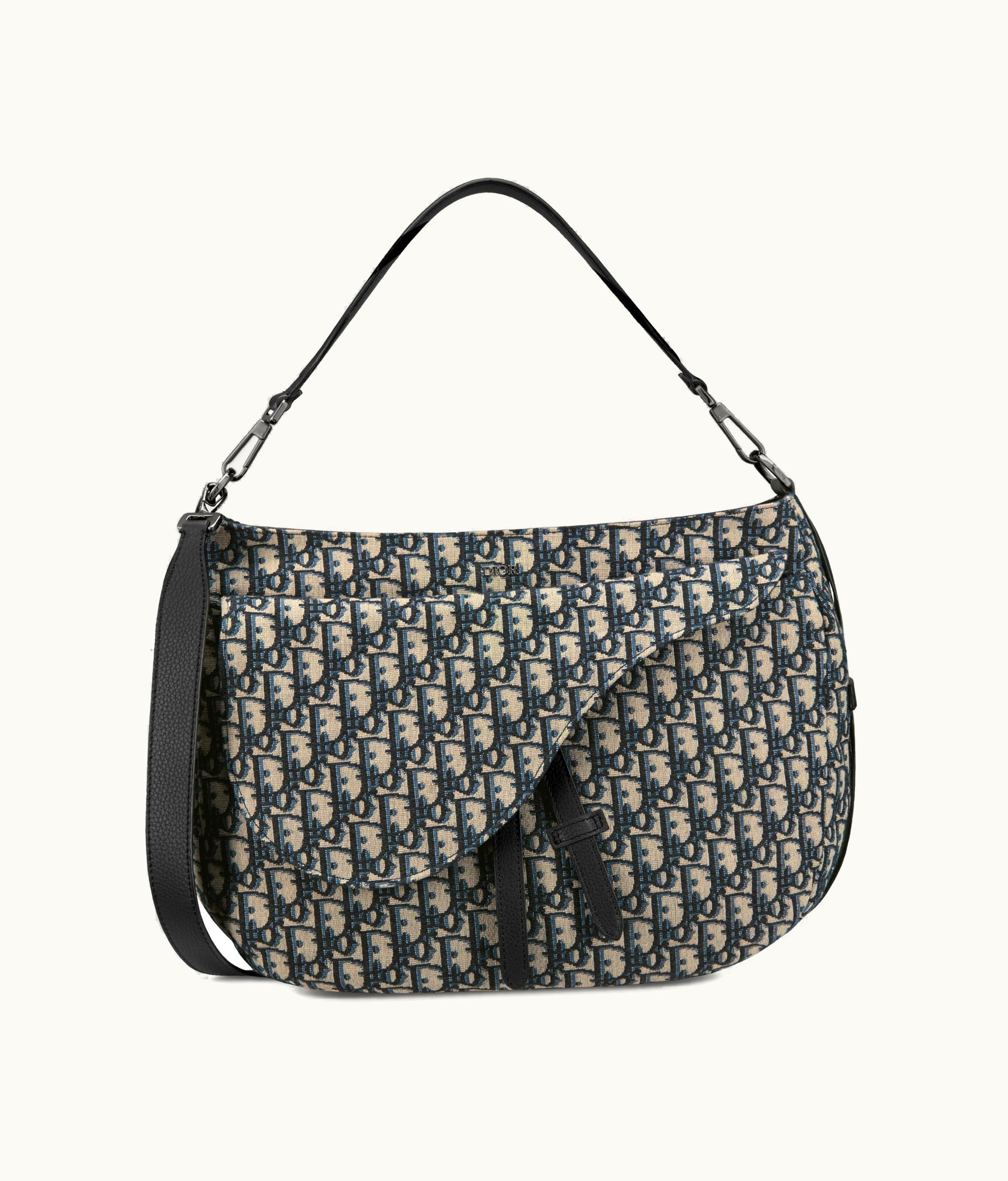 Dior Saddle Soft Bag - Beige And Black Dior Oblique Jacquard