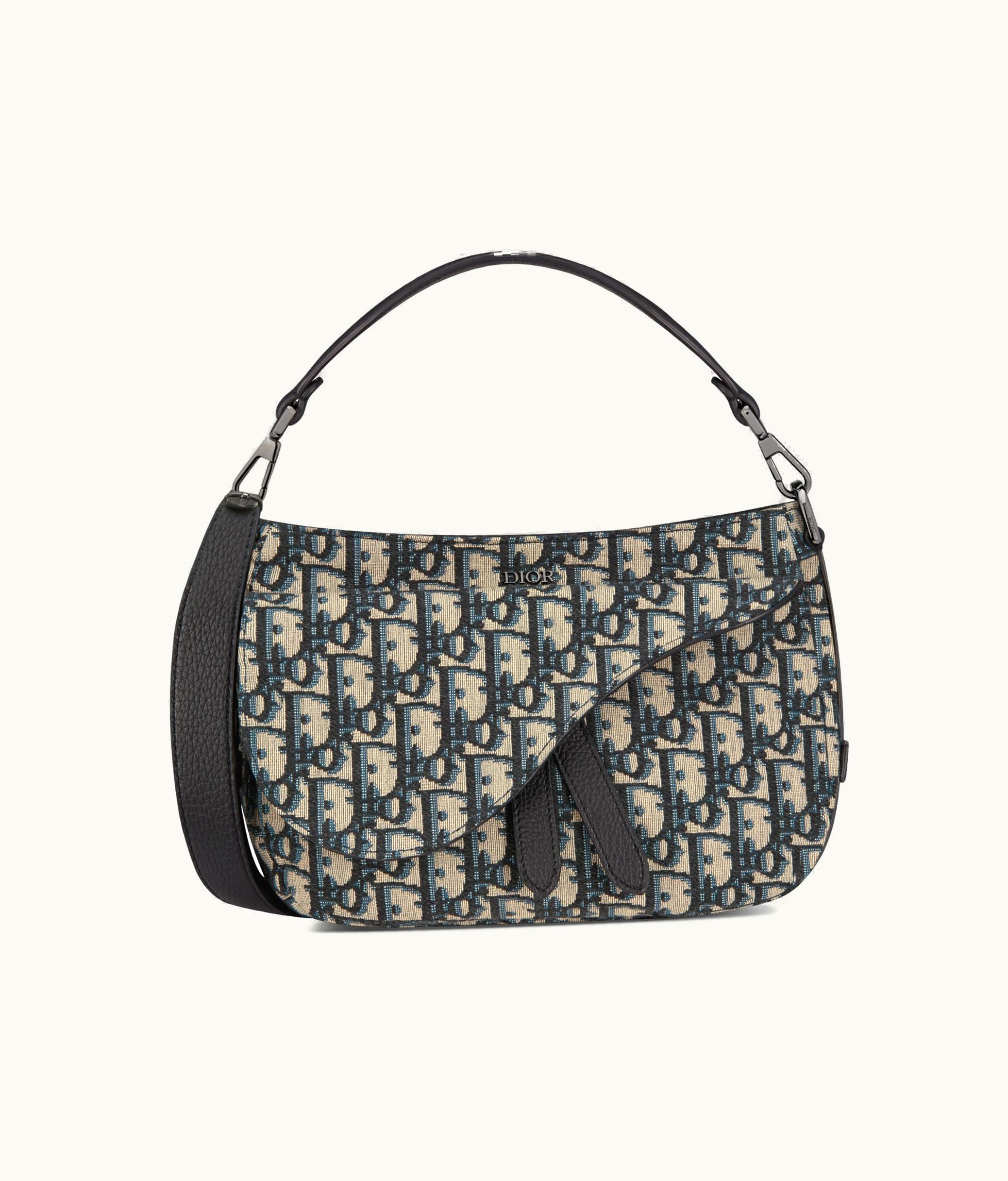 Dior Mini Saddle Soft Bag - Beige And Black Dior Oblique Jacquard