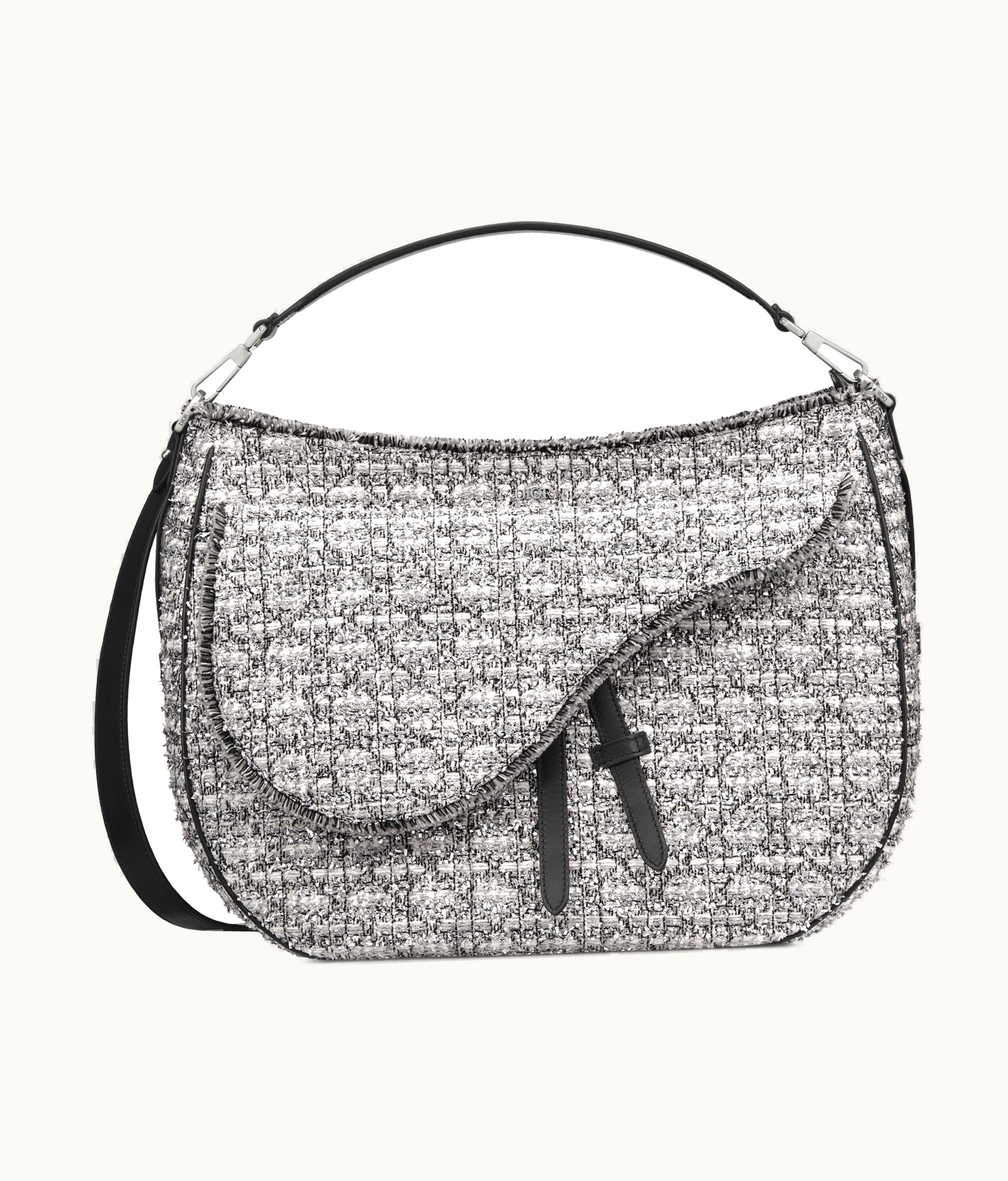 Dior Dior Saddle Soft Bag - Silver-Tone Cannage Tweed