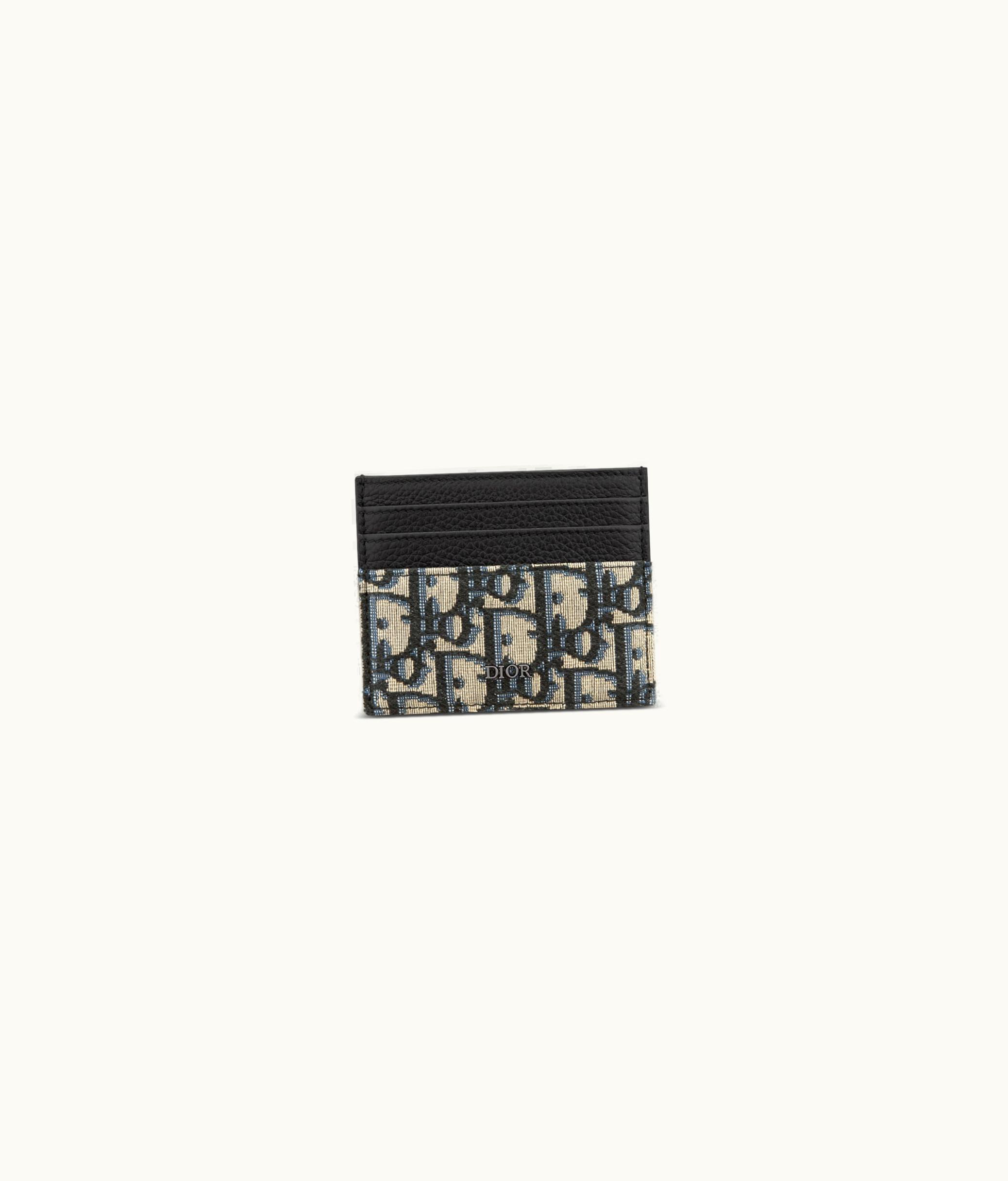 Dior Card Holder - Beige And Black Dior Oblique Jacquard And Black Grained Calfskin