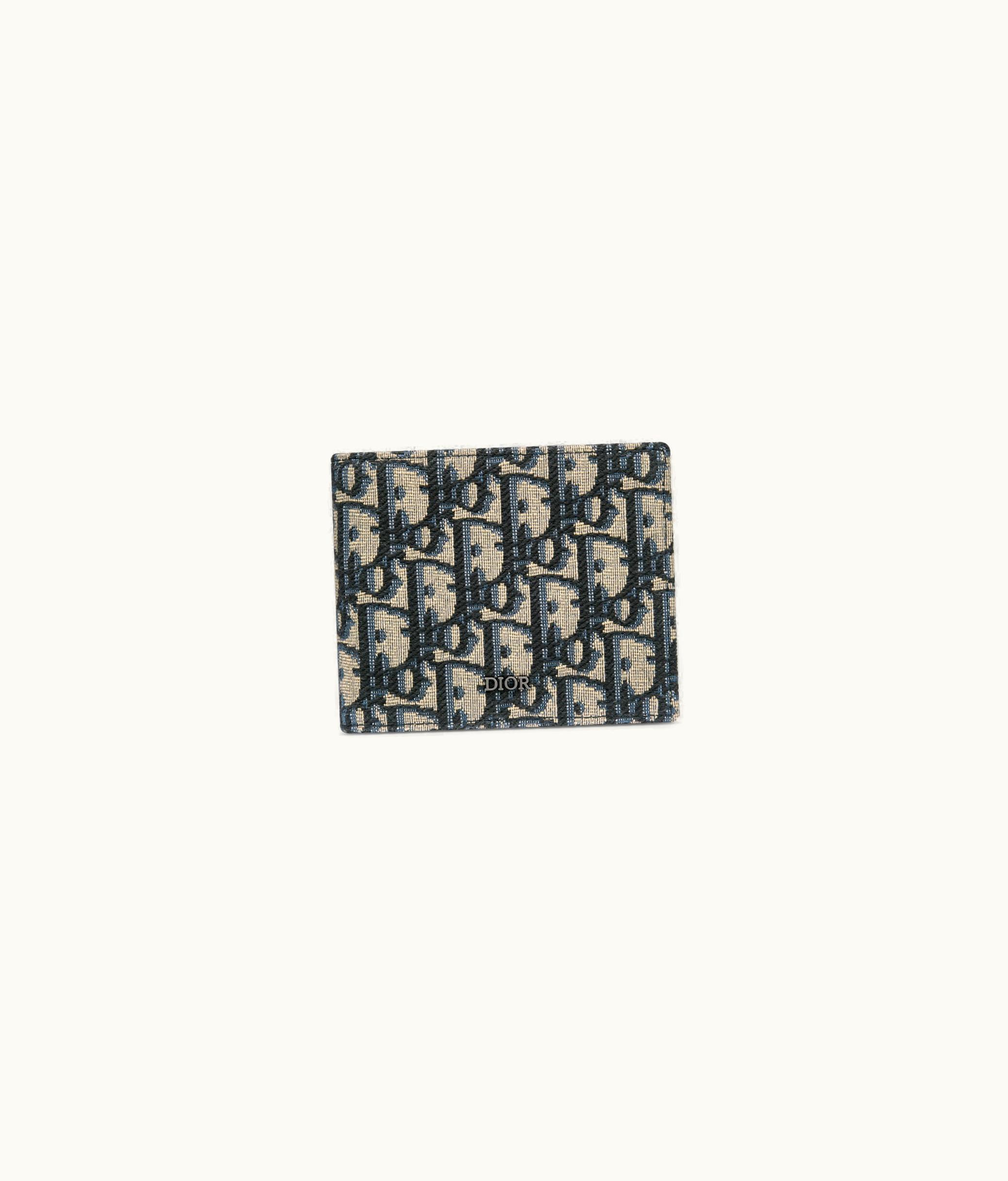 Dior Portefeuille Toile Jacquard Dior Oblique Beige Et Noir