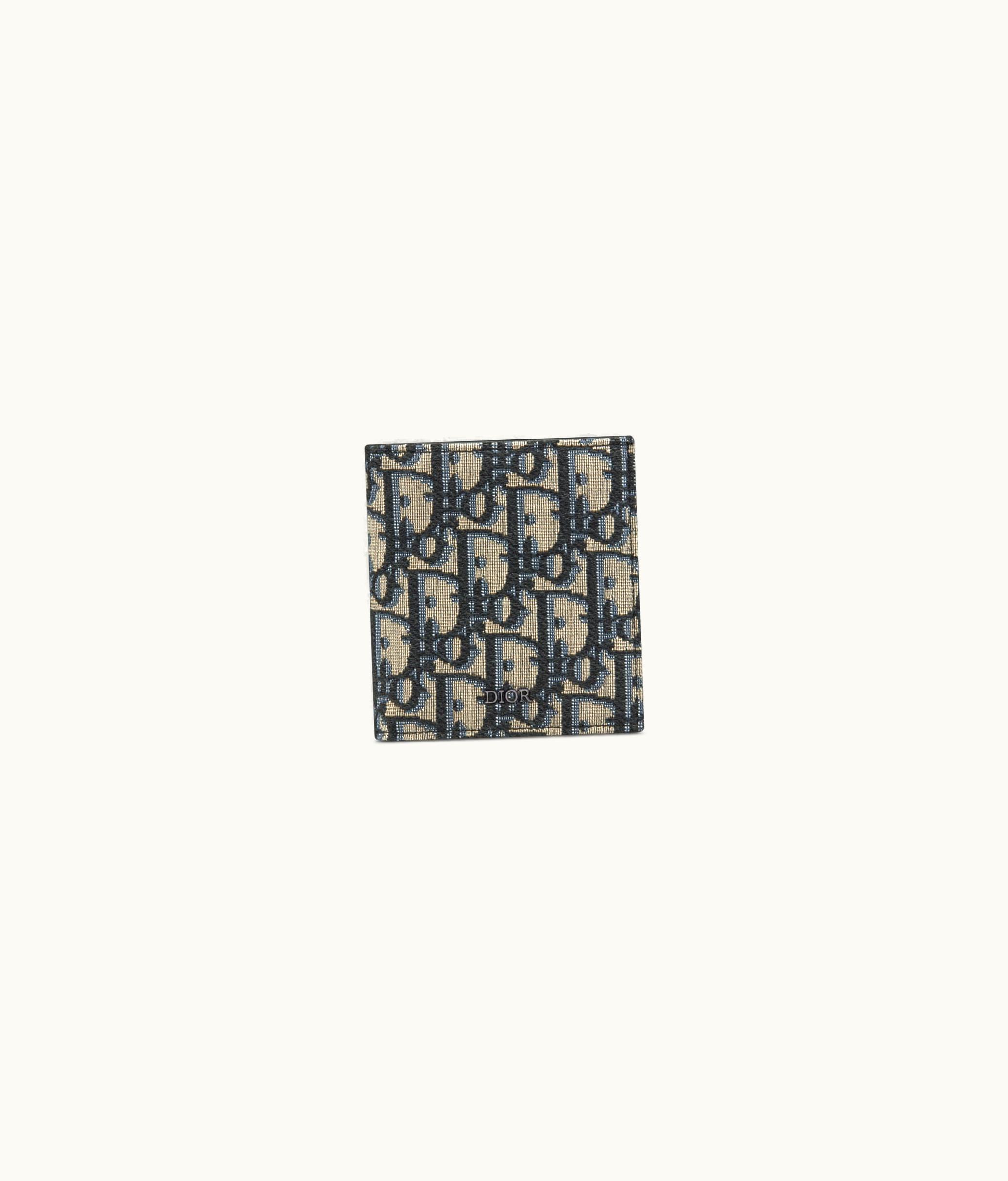Dior Compact Vertical Wallet - Beige And Black Dior Oblique Jacquard