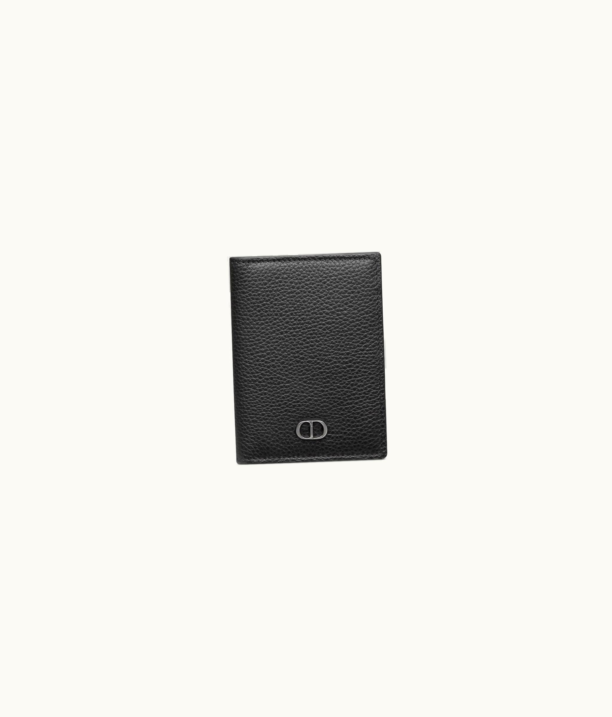Dior Dior Bi-Fold Card Holder - Black Grained Calfskin With CD Icon Signature