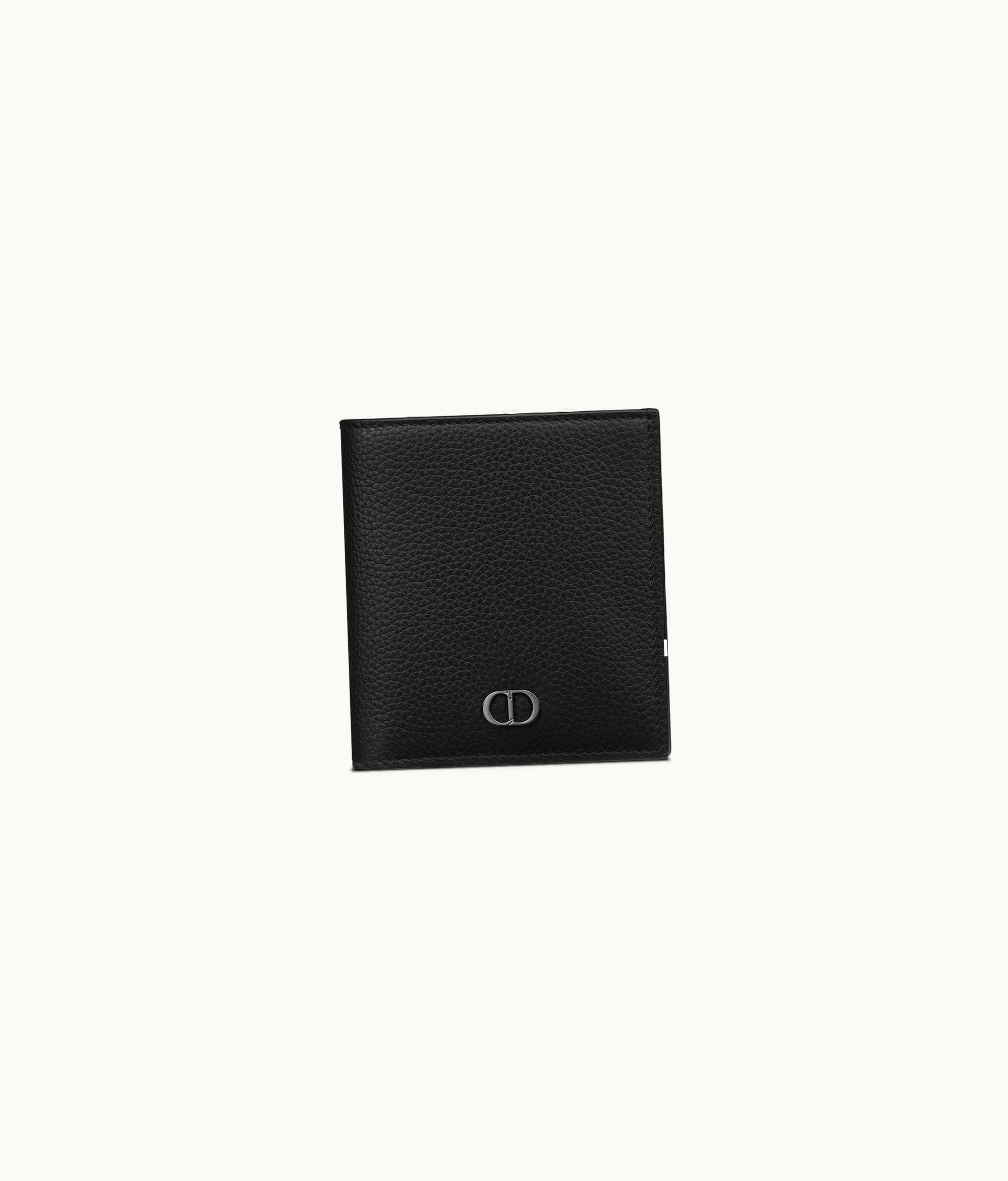 Dior Dior Vertical Wallet - Black Grained Calfskin With CD Icon Signature