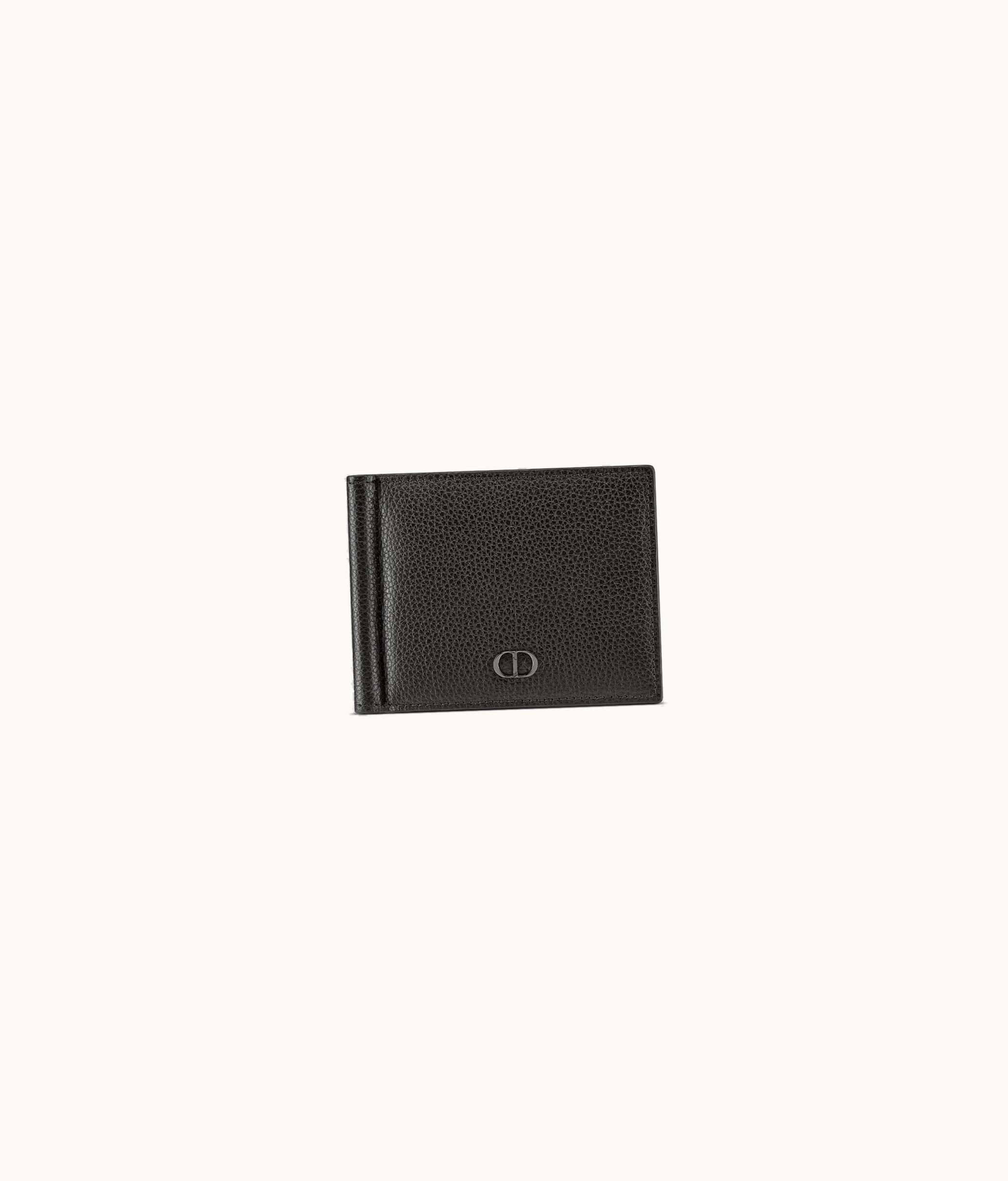 Dior Dior Wallet With Bill Clip - Black Grained Calfskin With CD Icon Signature