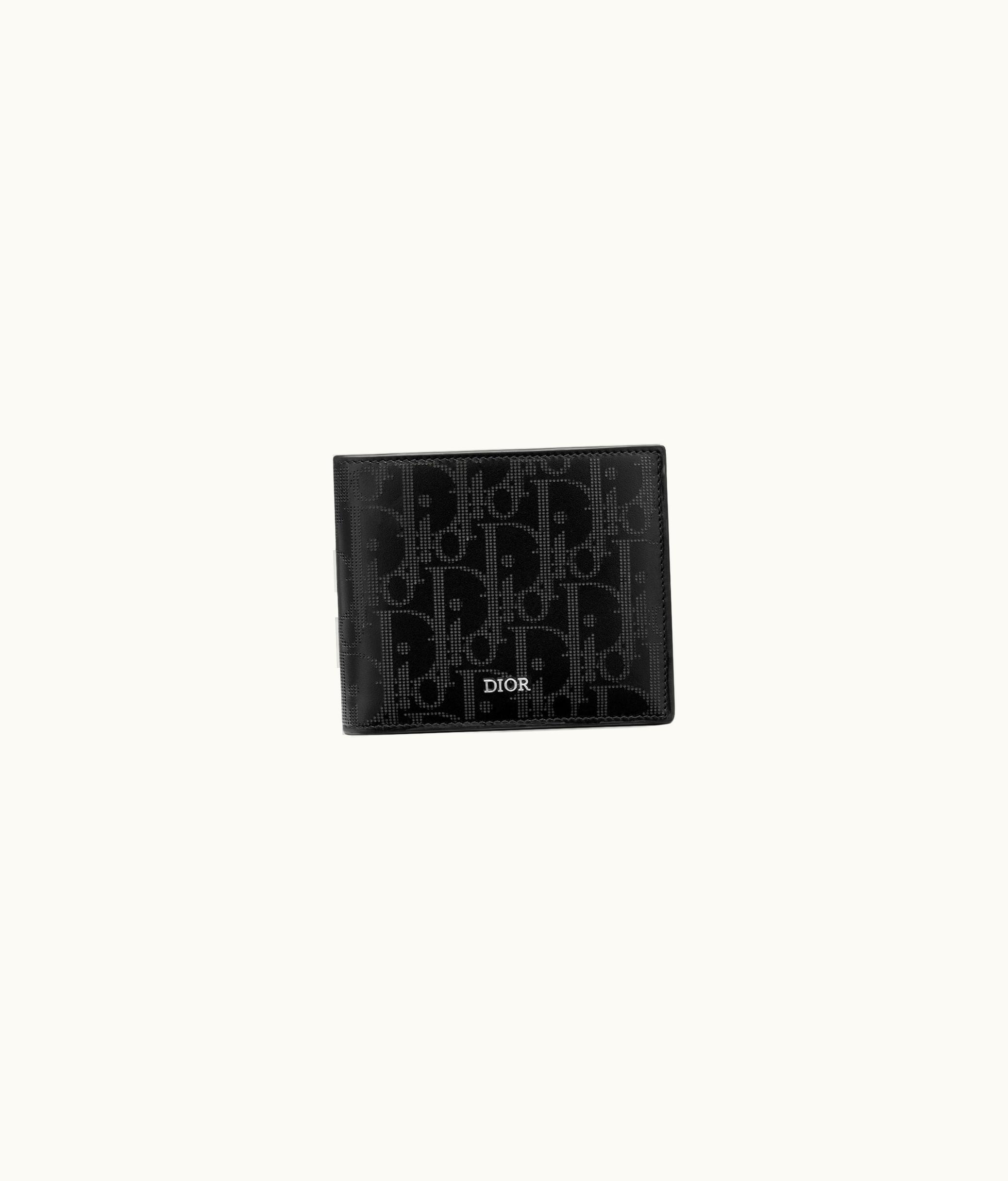 Dior Compact Wallet - Black Dior Oblique Galaxy Leather