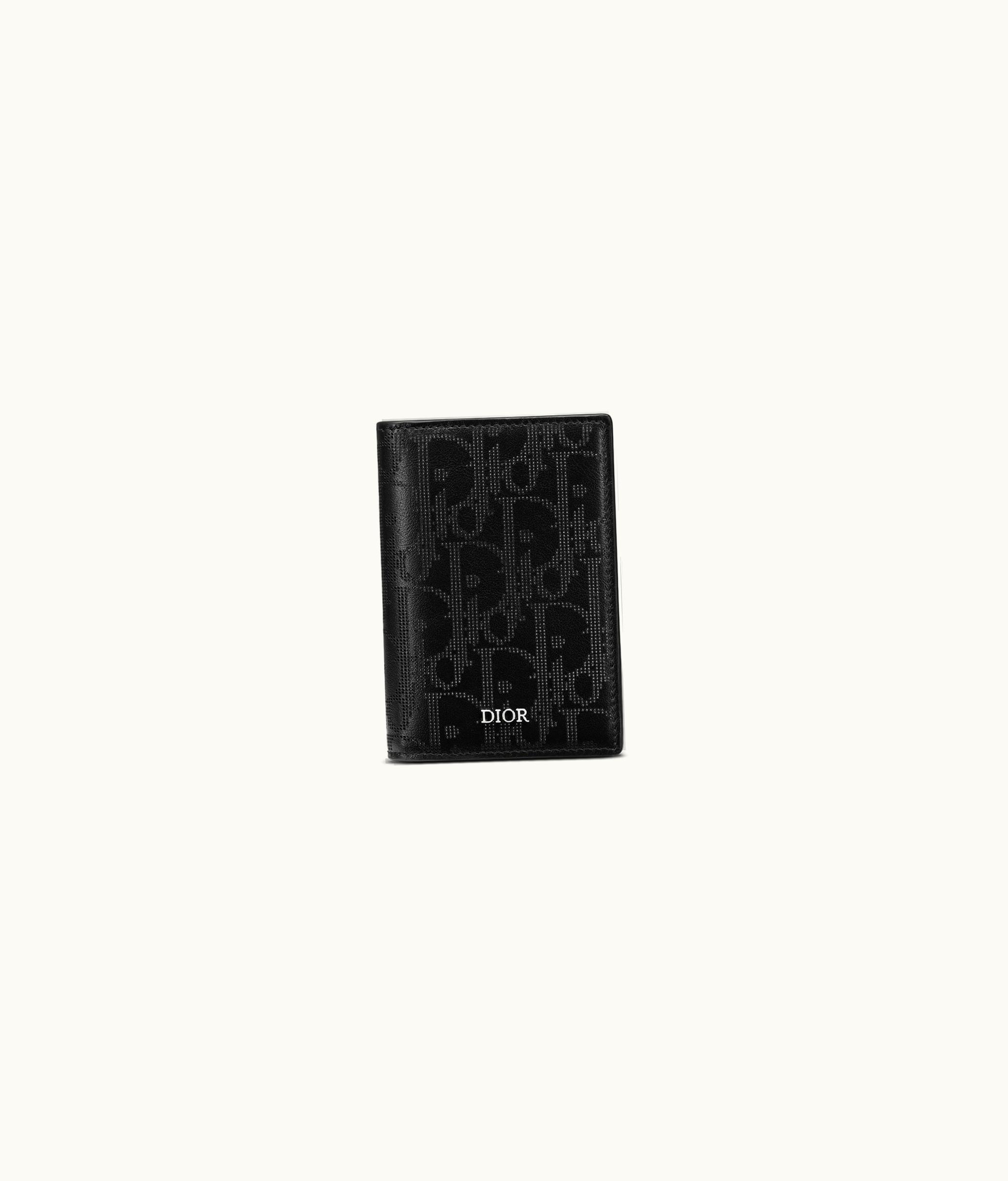 Dior Bi-Fold Card Holder - Black Dior Oblique Galaxy Leather