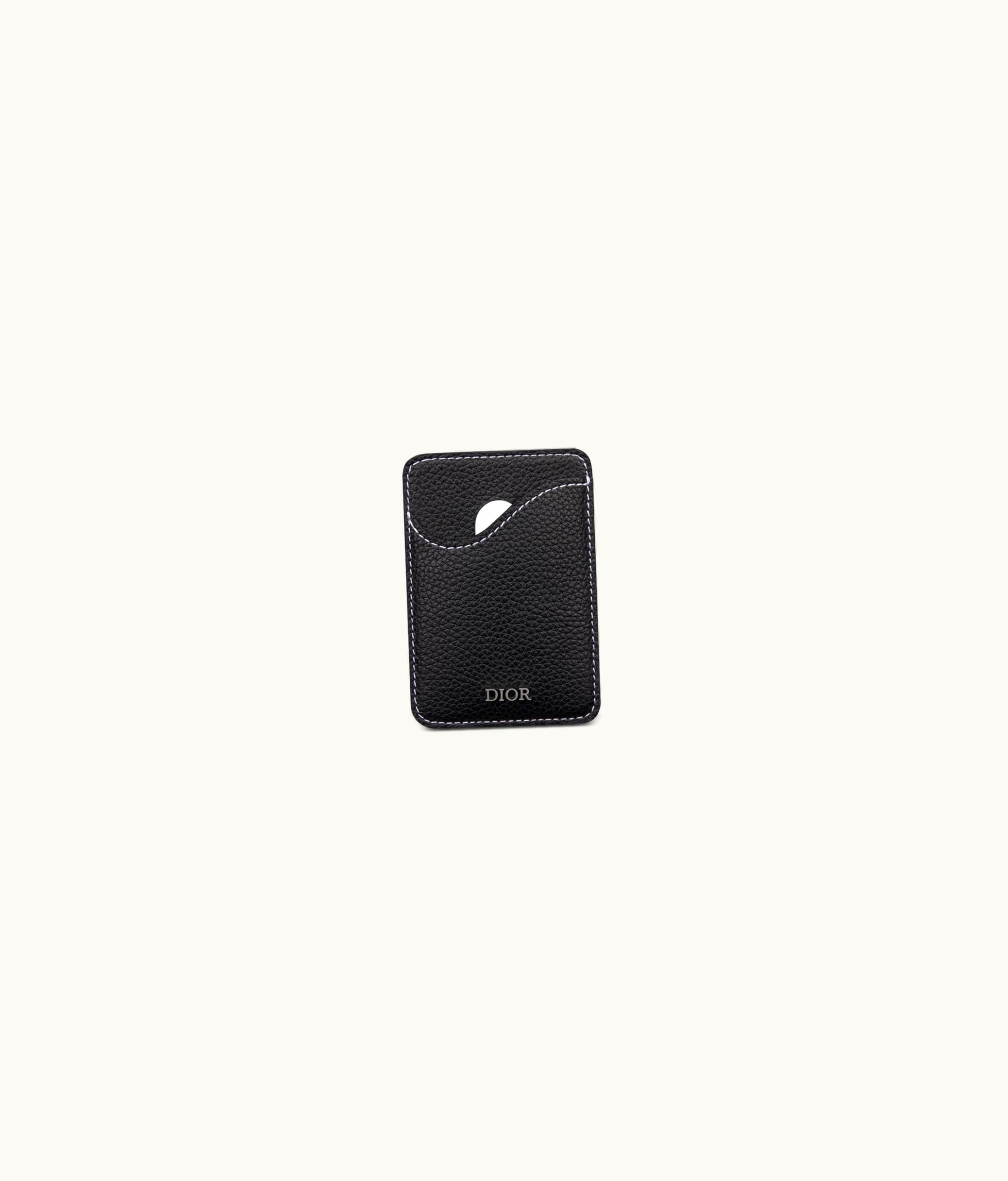 Dior Dior Saddle Magnetic Card Holder - Black Grained Calfskin