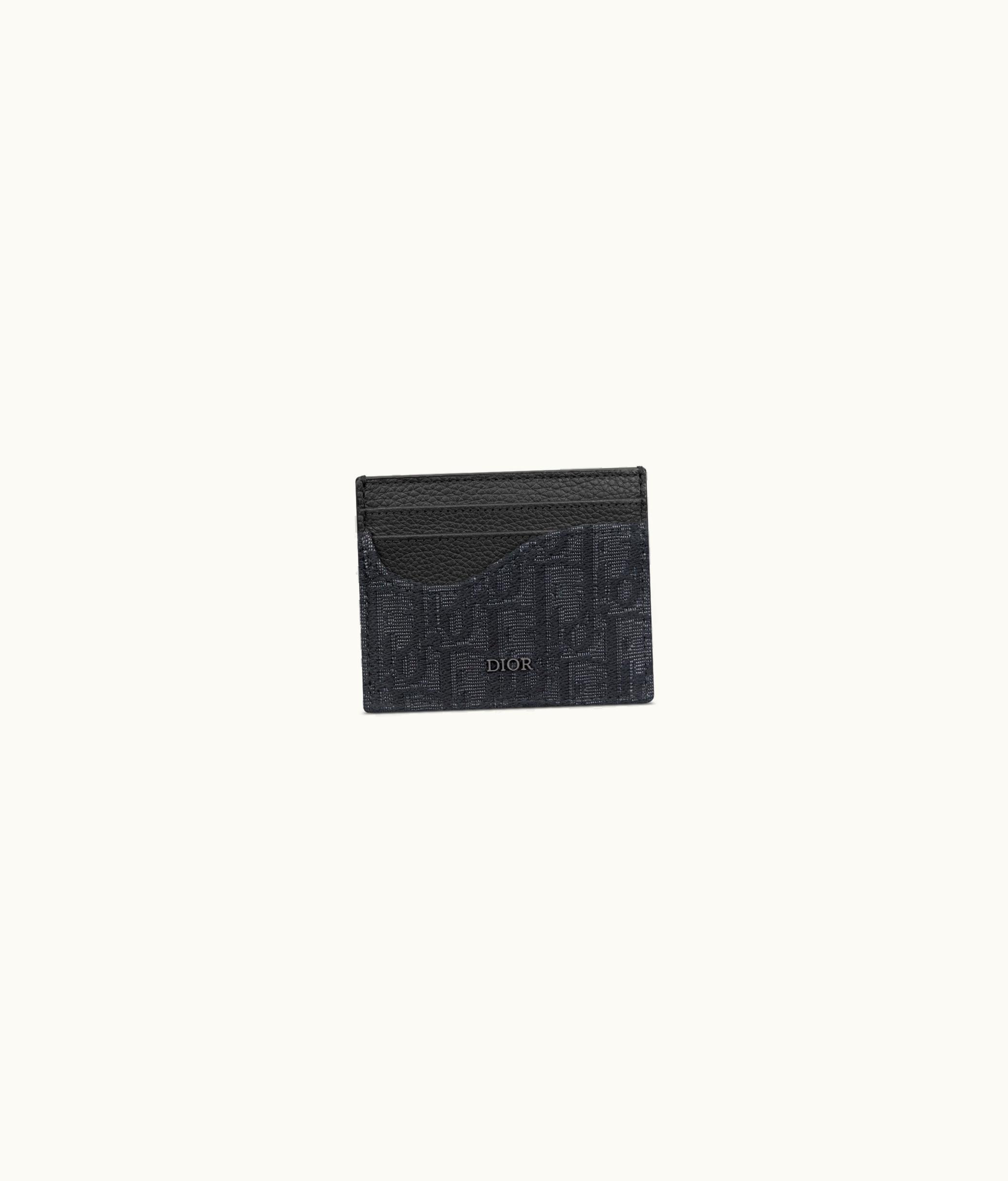 Dior Saddle Card Holder - Black Dior Oblique Jacquard And Grained Calfskin