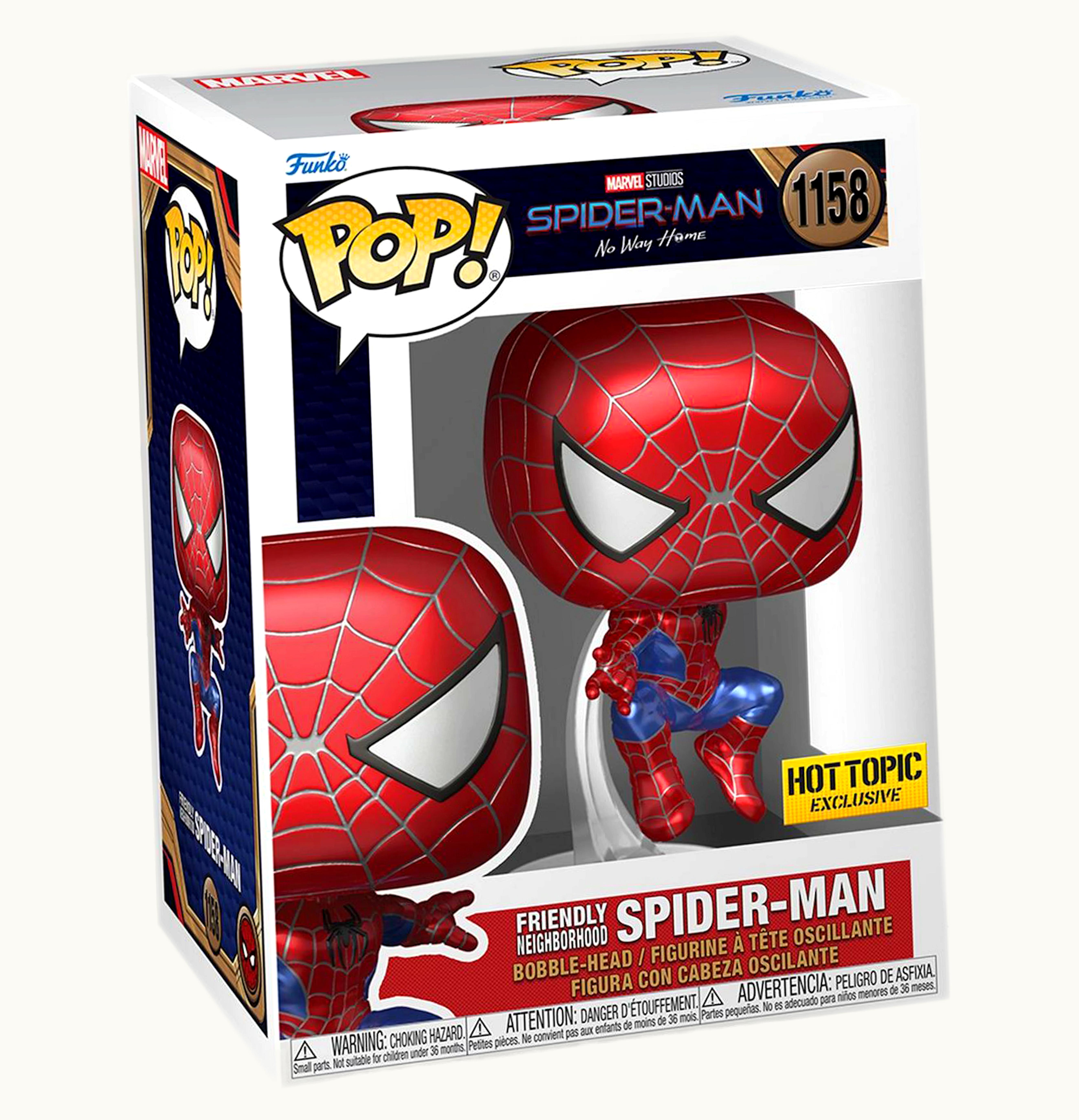 Funko Funko Pop Marvel Studios Spider Man No Way Home Friendly Neighborhood Spider Man Hot Topic Exclusive Figure 1158