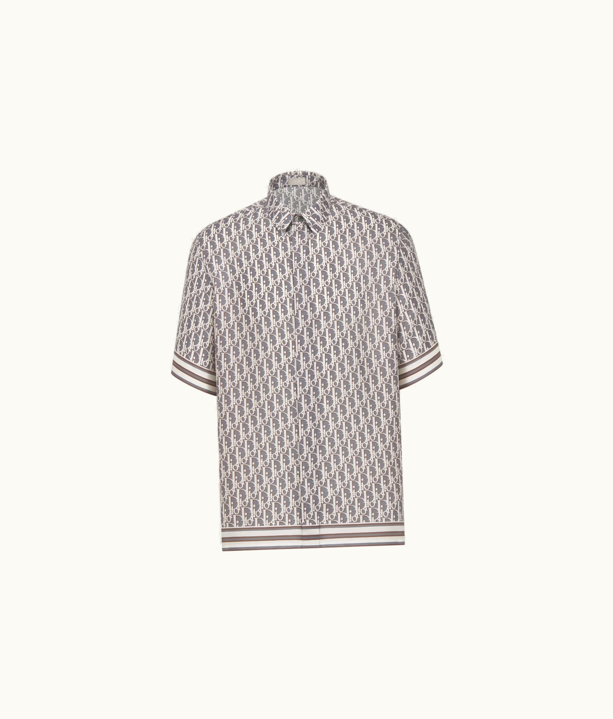 Dior Dior Oblique Short-Sleeved Shirt - Gray Organic Silk Twill