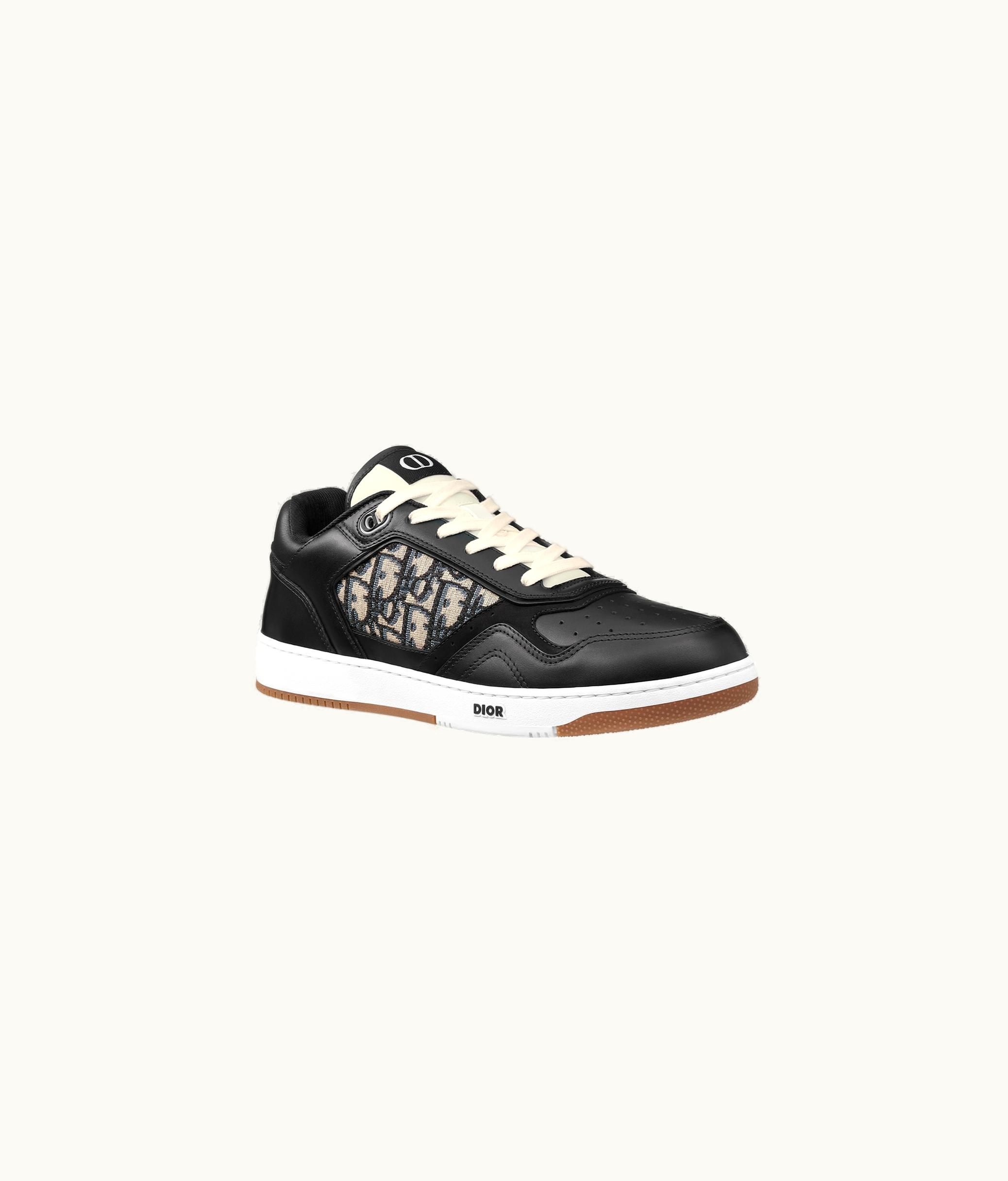 Dior B27 Low-Top Sneaker - Black Smooth Calfskin With Beige And Black Dior Oblique Jacquard