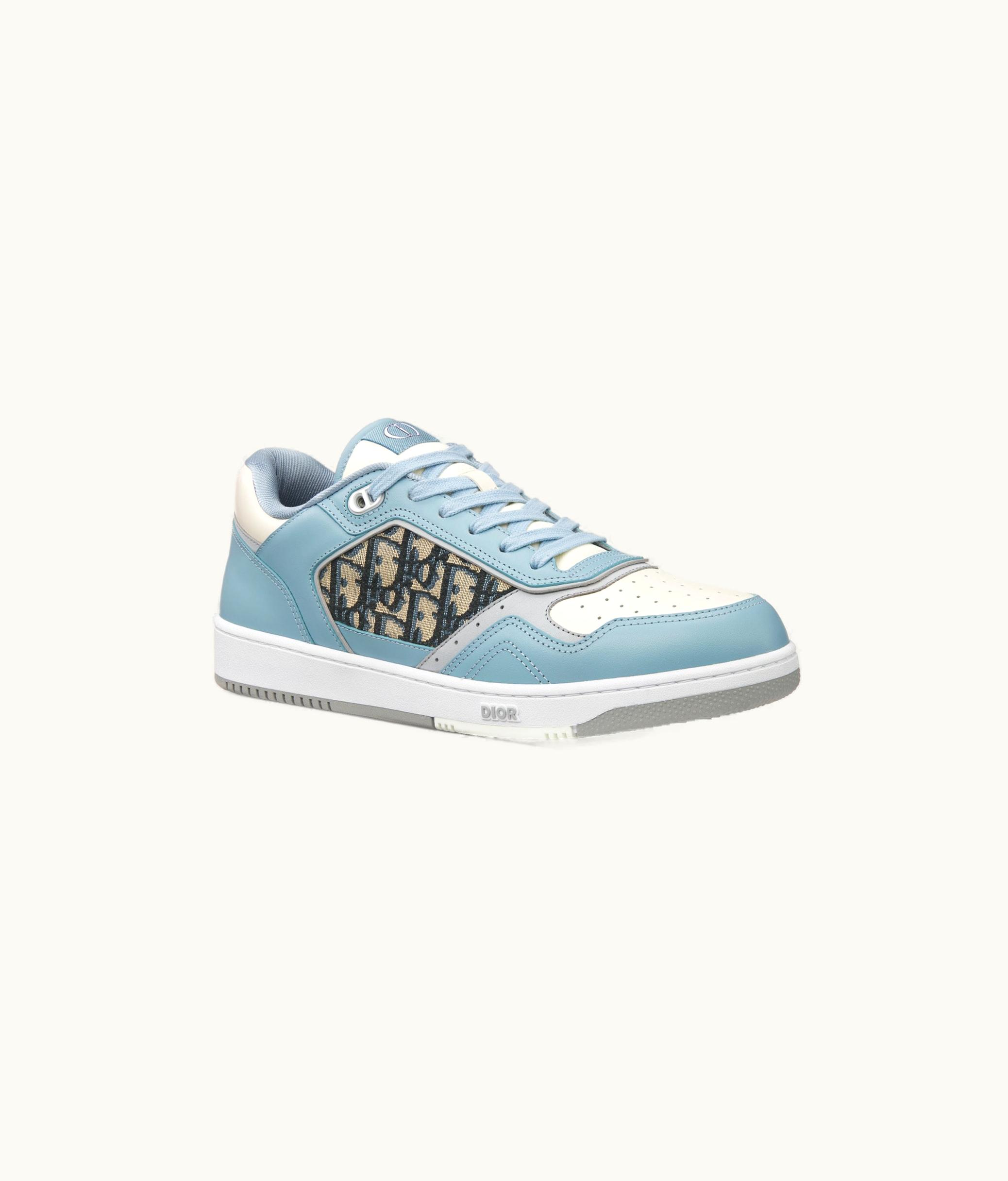 Dior B27 Low-Top Sneaker - Light Blue And Cream Smooth Calfskin With Beige And Black Dior Oblique Jacquard