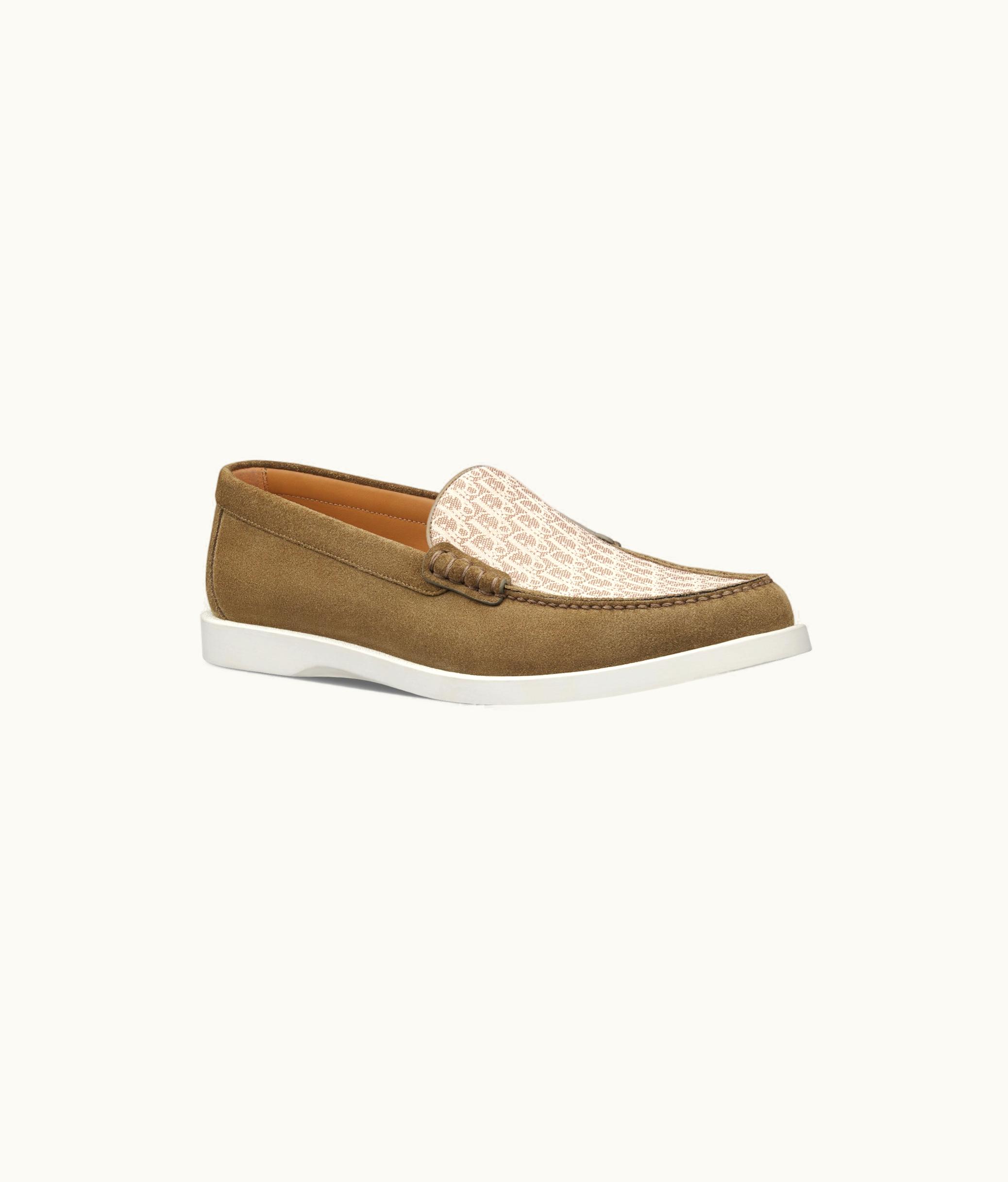 Dior Dior Granville Loafer - Brown Suede With Brown And Beige Dior Oblique Jacquard